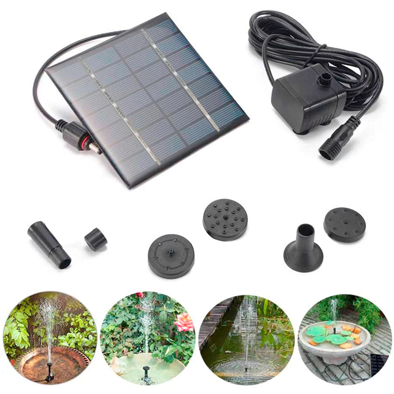 OWSOO Fountain,4 Nozzles Bath Solar Pump Pools Landscape Outdoor HUIOP Solar Landscape Outdoor Pond Nozzles Bath Pools Pump 4 Nozzles Bath Pools Landscape dsfen Pump-Solar