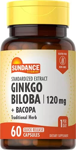 Sundance Ginkgo Biloba 120 mg Plus Capsules, 60 Count, 6 Pack