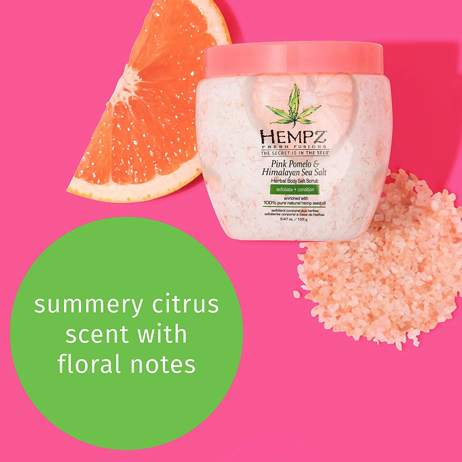 Hempz Pink Pomelo & Himalayan Sea Salt Herbal Body Salt Scrub, 7 Oz, Pack of 1