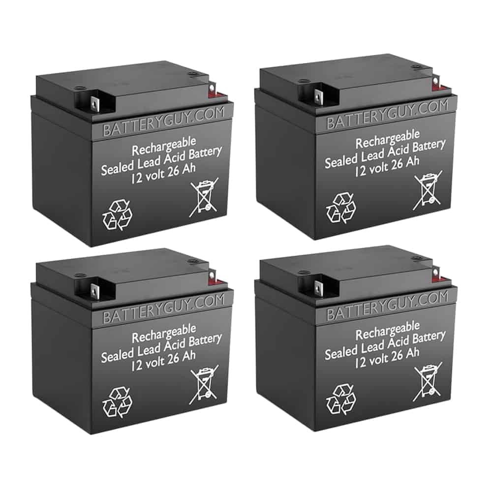 BatteryGuy BG-12260NB 12V 26AH Replacement for Hitachi HP24-12A (4 Pack, rechargeable)
