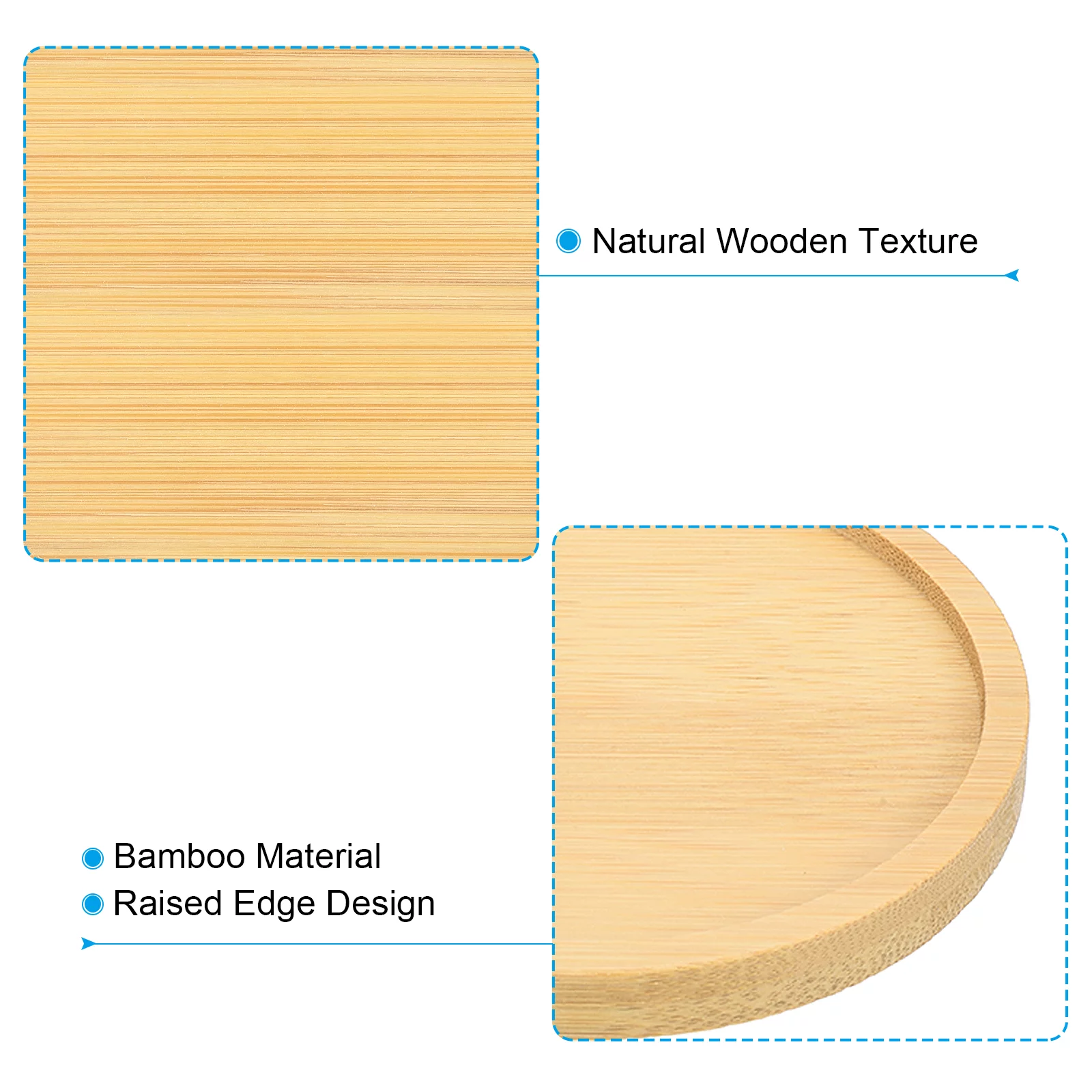 Unique Bargains Plant Pot Saucer Bamboo Planter Saucer Drip Tray Round Plant Tray 9.5cm 10