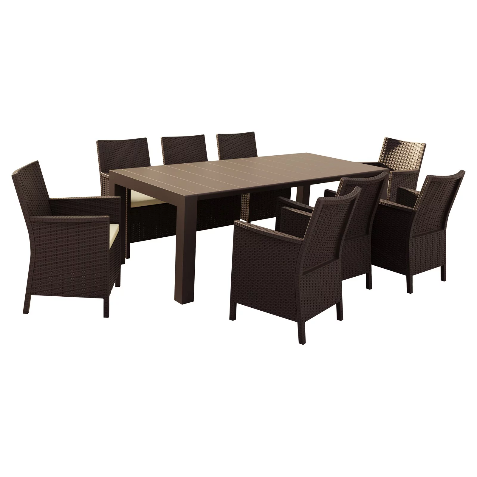 Compamia California Polypropylene 9 Piece Patio Dining Set with Extendable Table