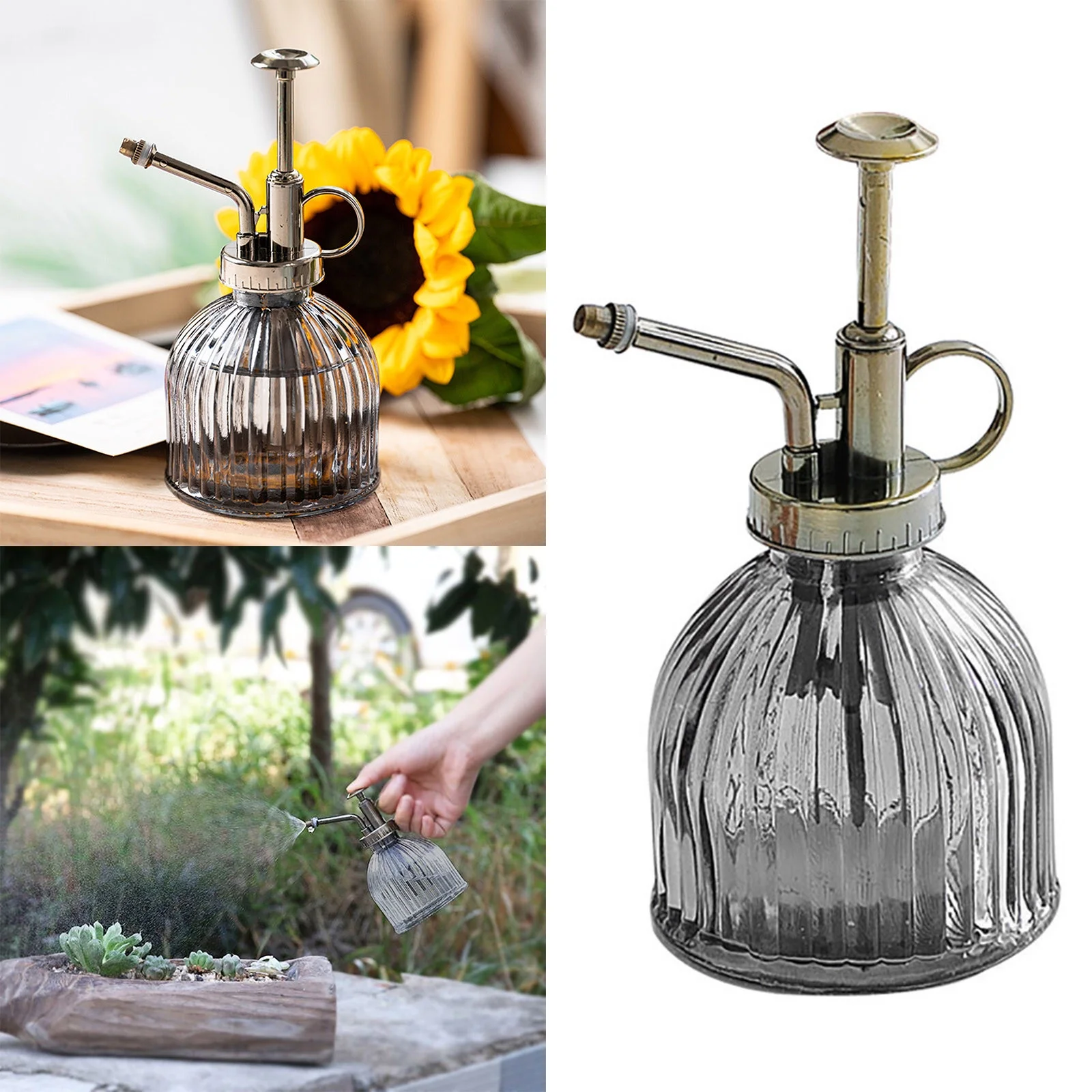 Retro Glass Flowers Spray Bottle Hand Washing Bottle 200ml Sunflower Sprinkler Rainbow Water Sprinkler Hose Irrigation Timer Corner Sprinkler Water Pad for Baby Sprinkler for Trampoline Grass