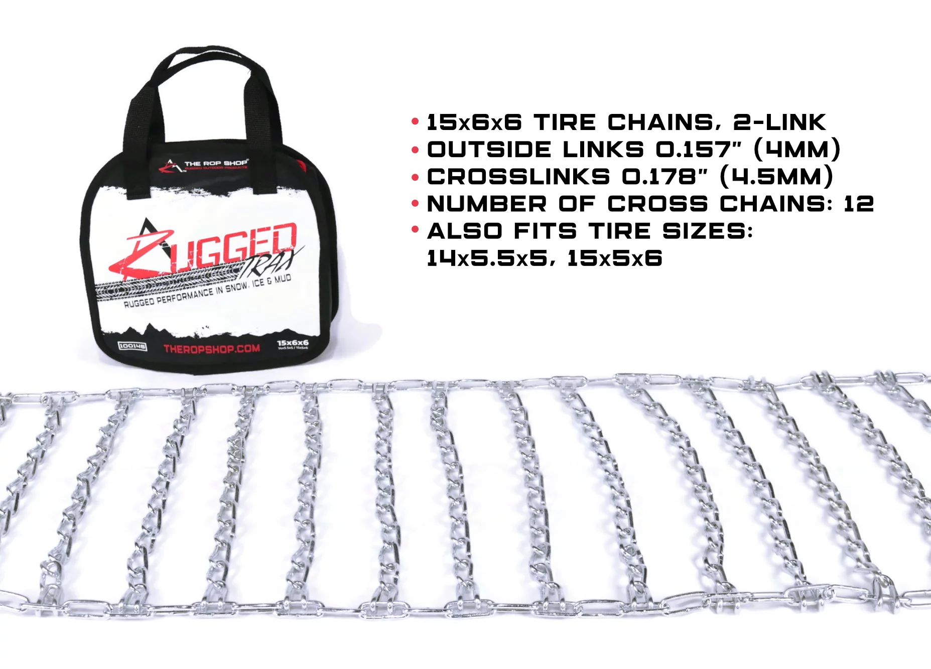 The ROP Shop | Pair of 2 Link Tire Chains 15x5x6 for Toro Snow Blower, Thrower & LawnMowers