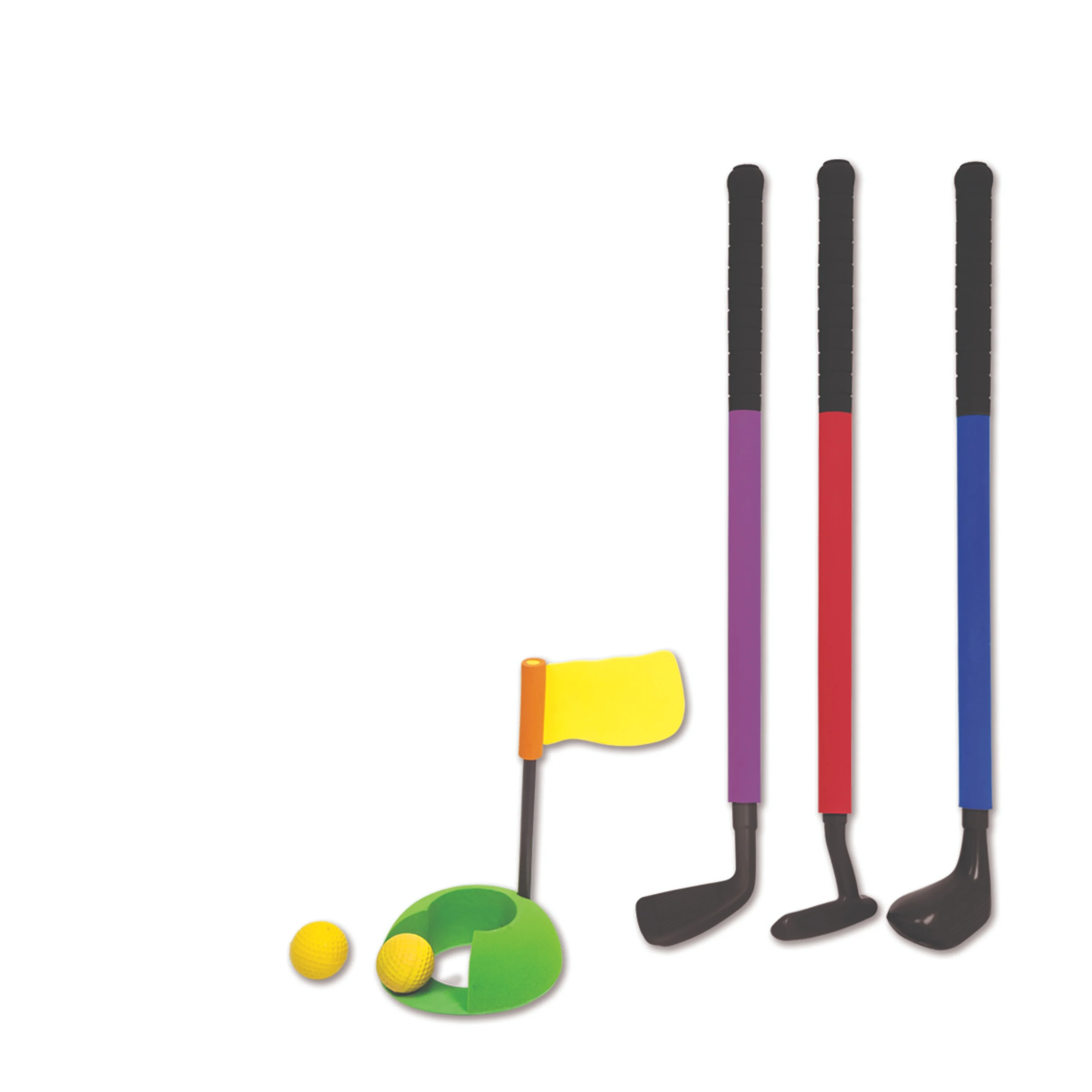 MyLec Golf Set, with Chipper, Putter, Driver, 2 Balls, Putting Ring, Golf Flag, Lightweight & Durable, Made with Soft Foam, Firm Grip, Kid Safe, Outdoor/Indoor Golf, Modern Kids Golf Club(Assorted)