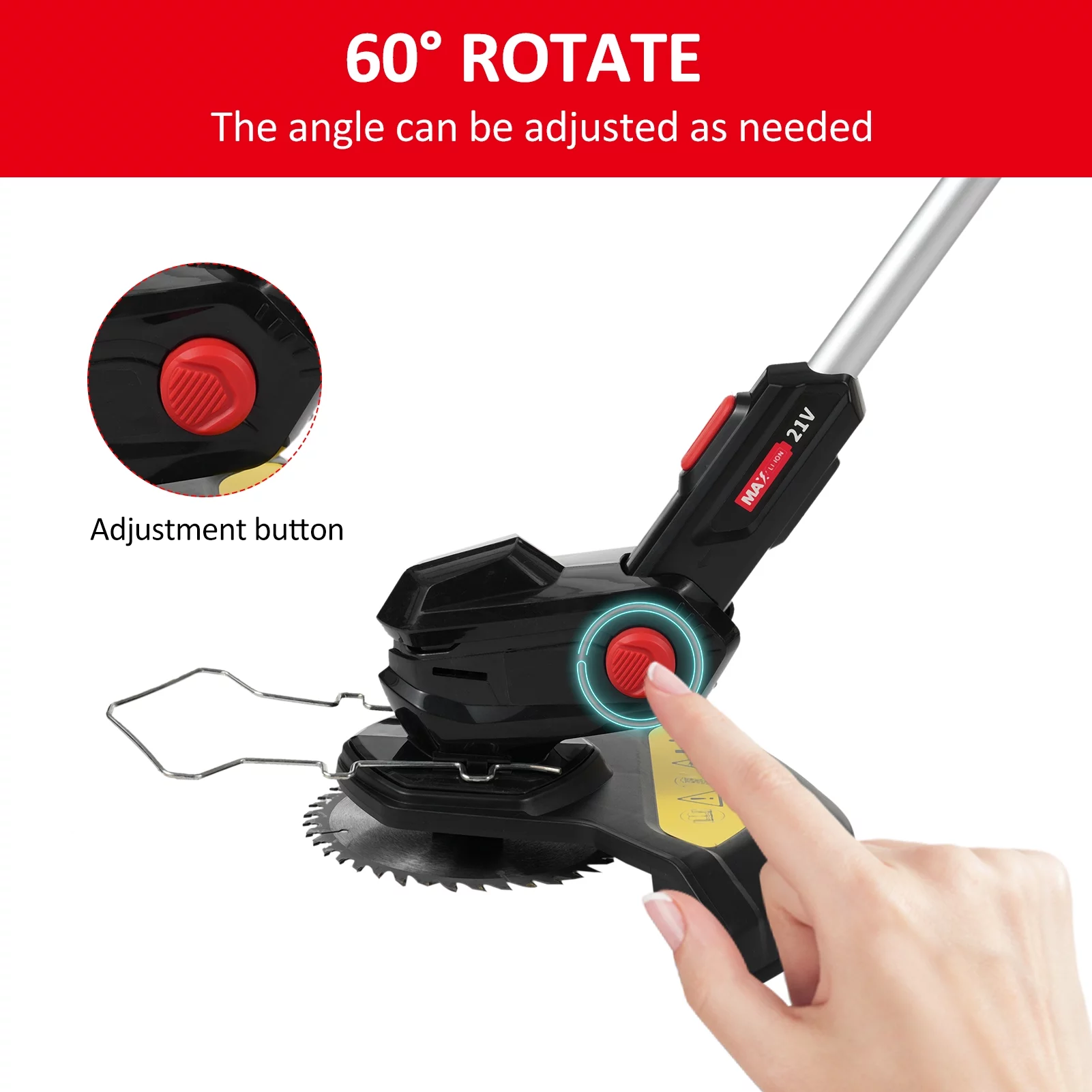 Blusea 21V String Trimmer Grass Trimmer/Edger/Mini-Mower with 2500mAh Battery