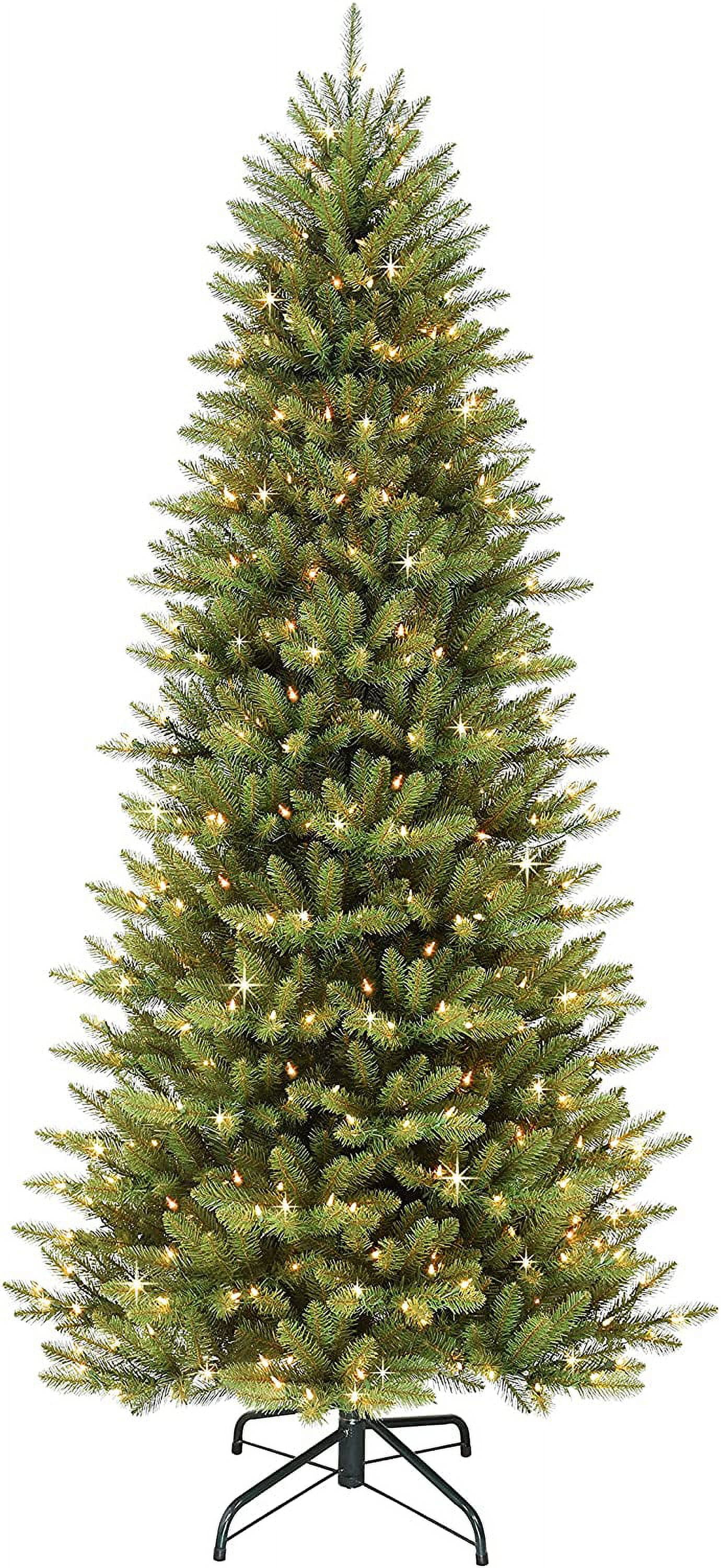 HYUN 7.5 Foot Pre-Lit Slim Fraser Fir Artificial Christmas Tree with 500 Clear UL Listed Lights, Green