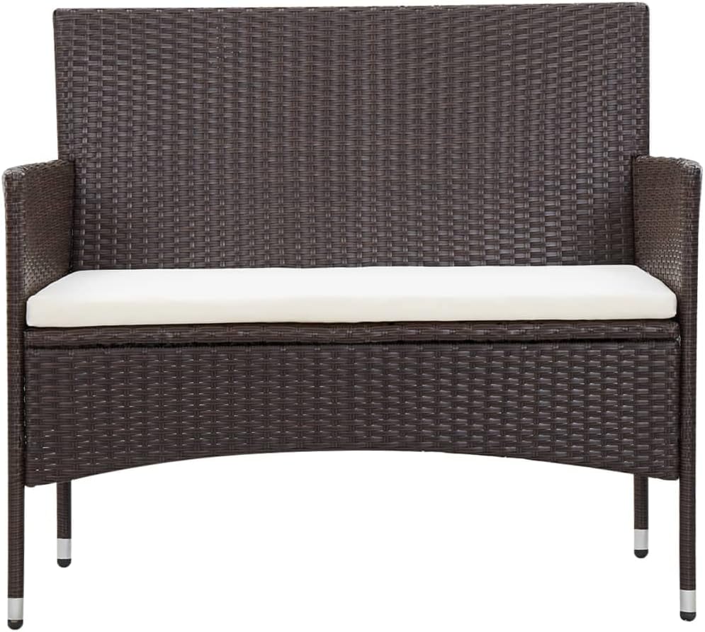 Dina 5 Piece Patio Lounge Set  Lawn Chairs Balcony Furniture Patio Conversation Sets Outdoor Ottoman Suitable for Patio Backyard Outdoors Small Spaces with Cushions Poly Rattan Black