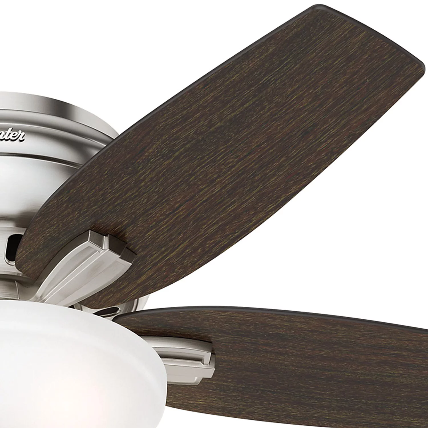 Hunter 51082 Newsome 42-Inch Low Profile Ceiling Fan with Light (Medium Walnut/Dark Walnut with Brushed Nickel Finish) & 26019 Brushed Nickel Downrod (12-Inch)