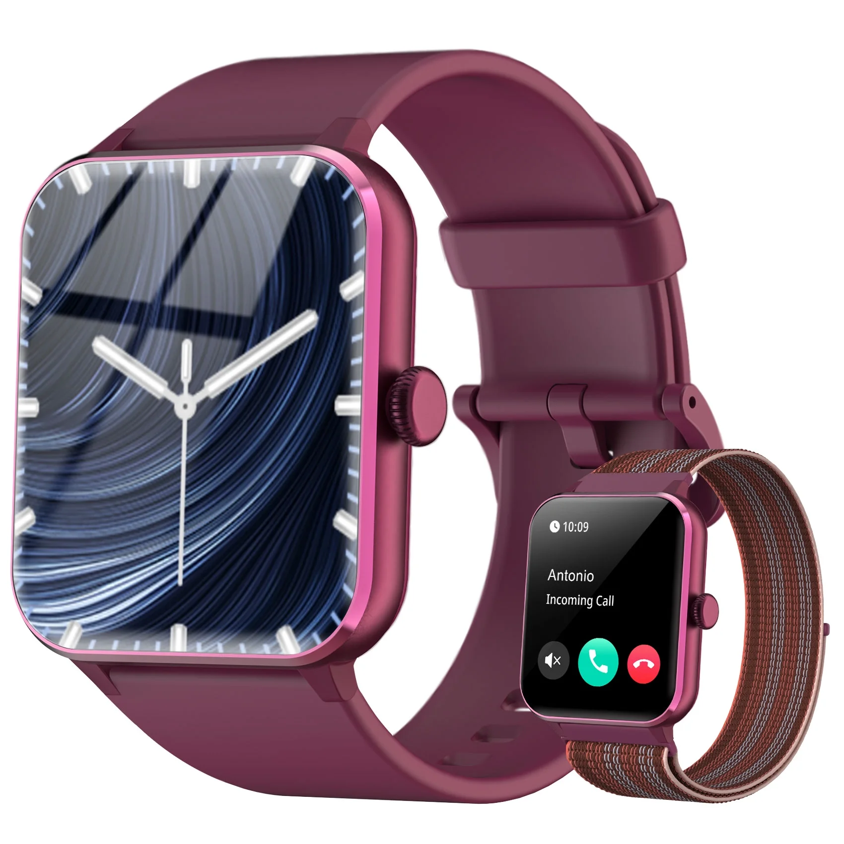 1.85'' Smart Watch for Women Sport Smartwatch with 100+ Sports Modes, DIY Watch Face, AI Voice, (Answer/Make Call), Music, Calculator, for Android and iOS Phones (Red)