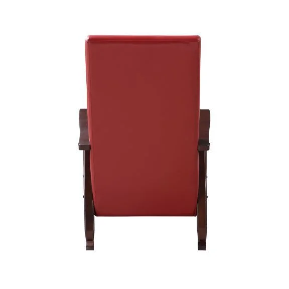 ZJbiubiuHome Raina Rocking Chair  Red PU & Espresso Finish 59931