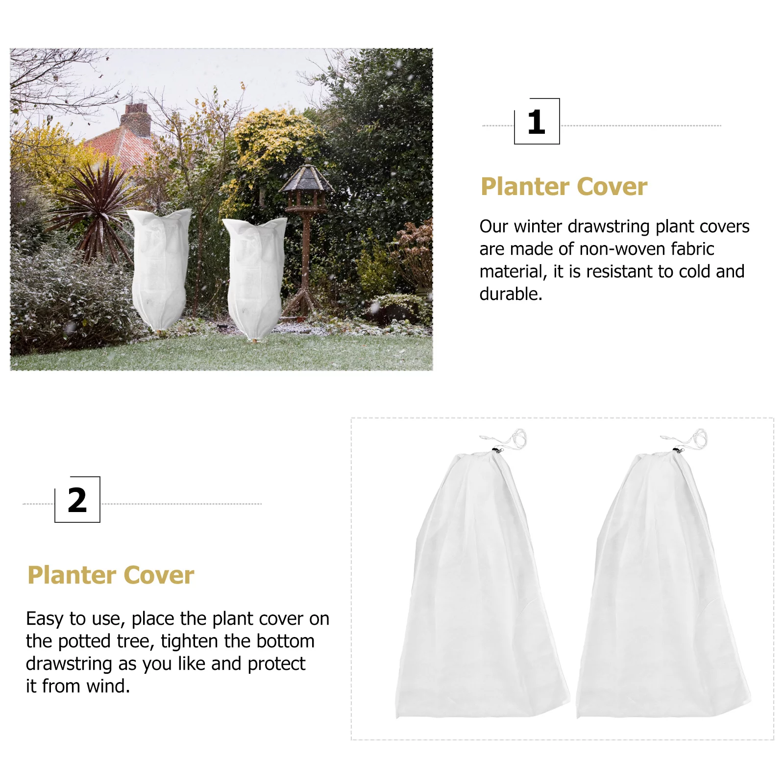 2pcs Greenhouse Plant Non-woven Cover Plant Frost-proof Protective Cover
