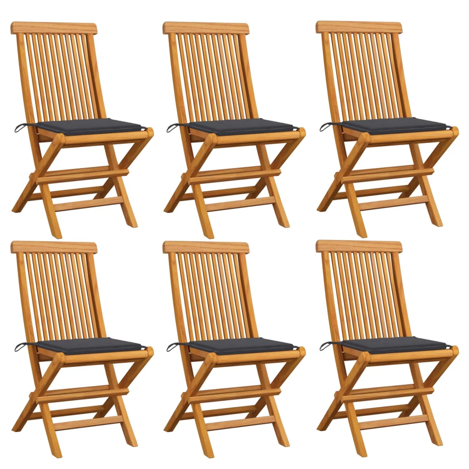 ametoys Patio Chairs with Anthracite Cushions 6 pcs Solid Teak Wood