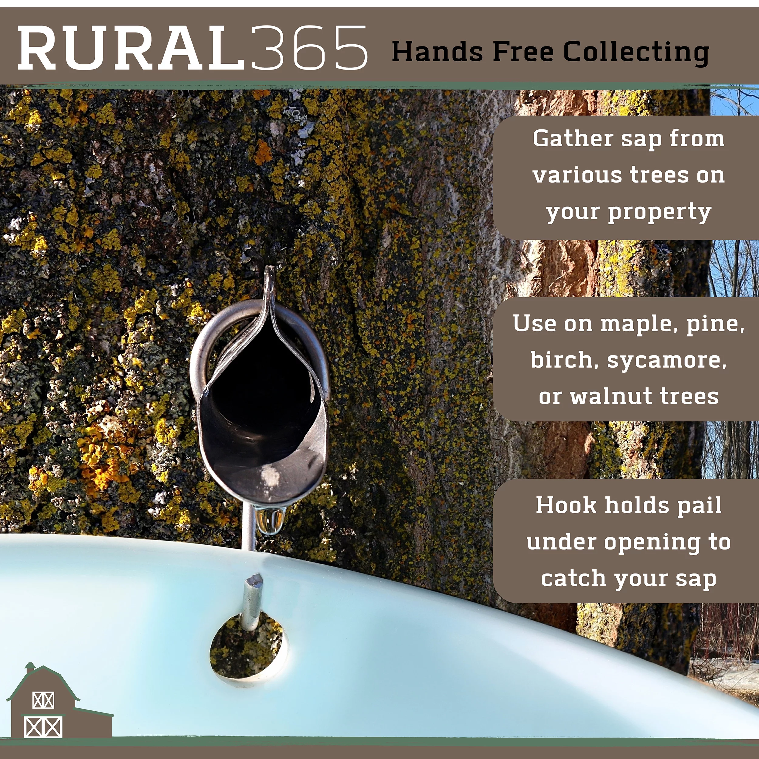 Ruralty Maple Tree Tapping Kit - 5pk Metal Maple Syrup Spiles with Hooks