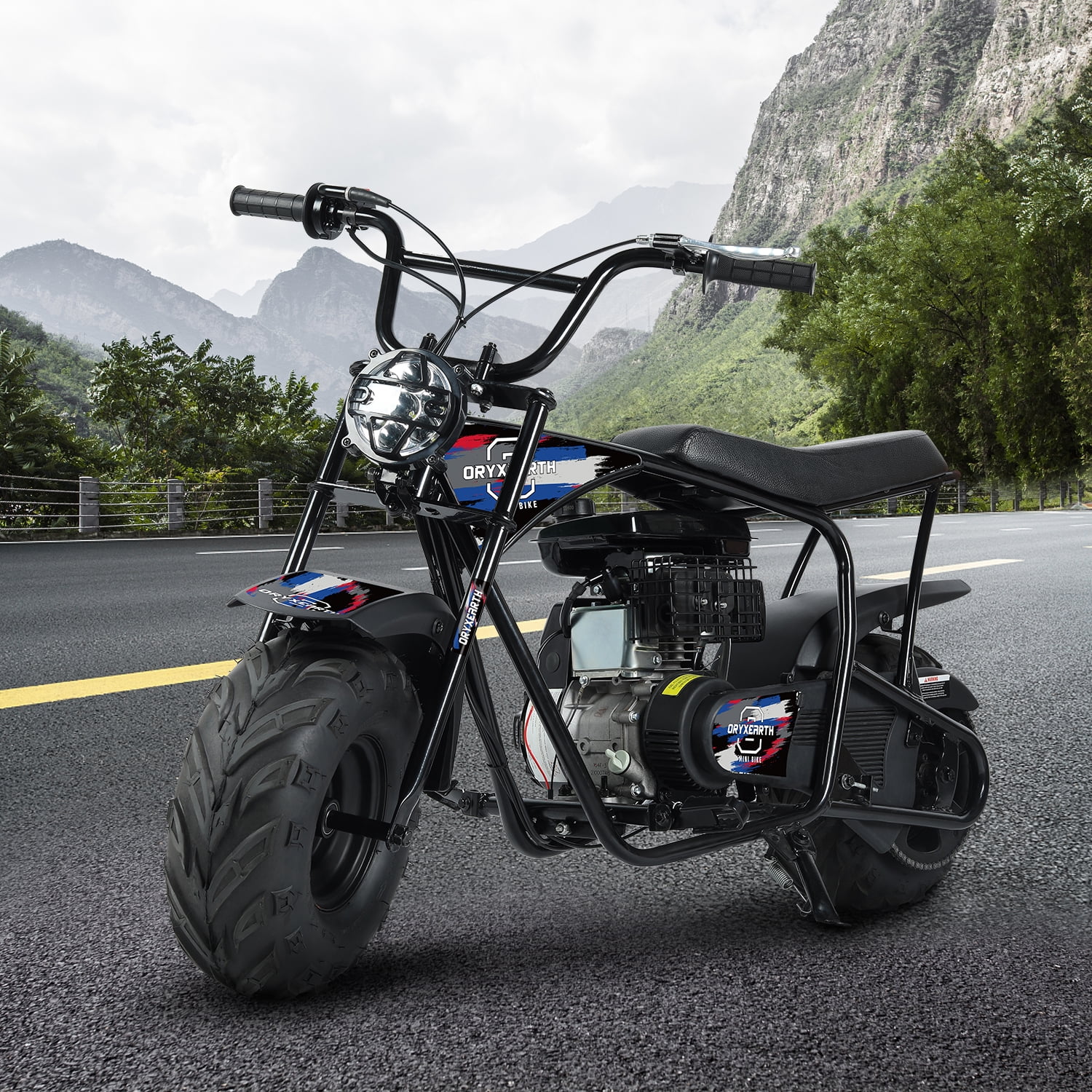 Oryxearth Gas Powered Mini Dirt Bike with Headlight, 105CC 4-Stroke Off-Road Motorcycle, Up to 24 Mph, Racing Blue