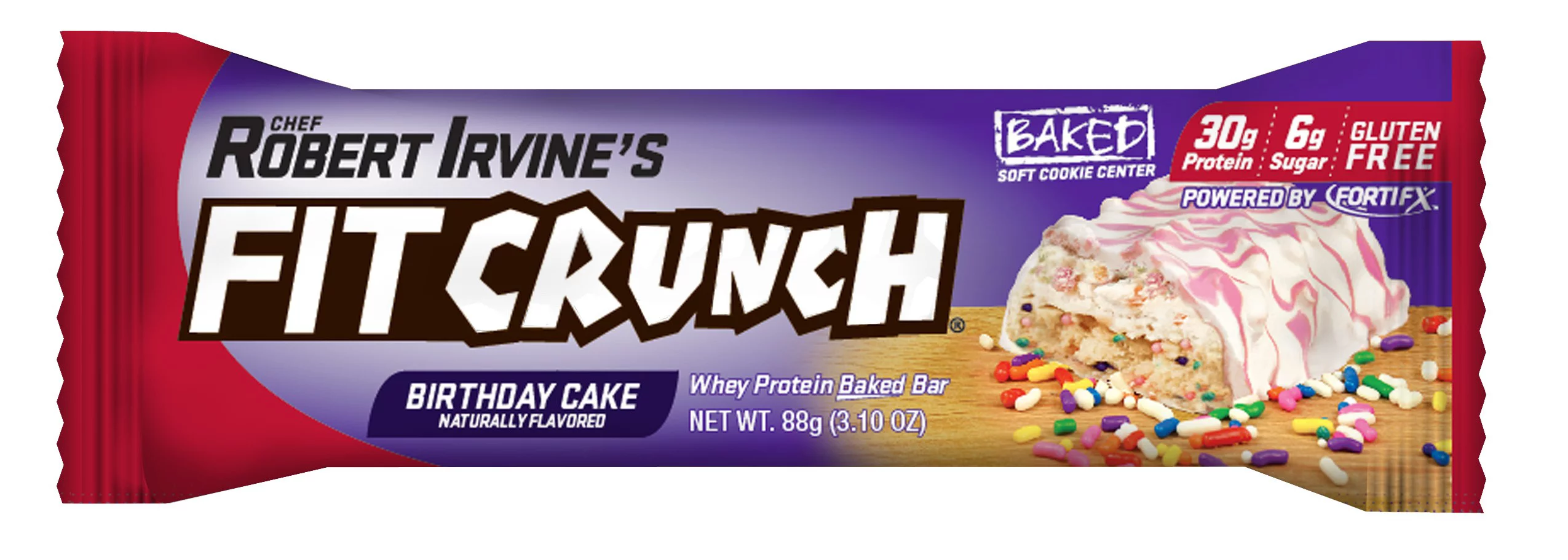Fitcrunch whey protein baked bars, birthday cake, 12 ct
