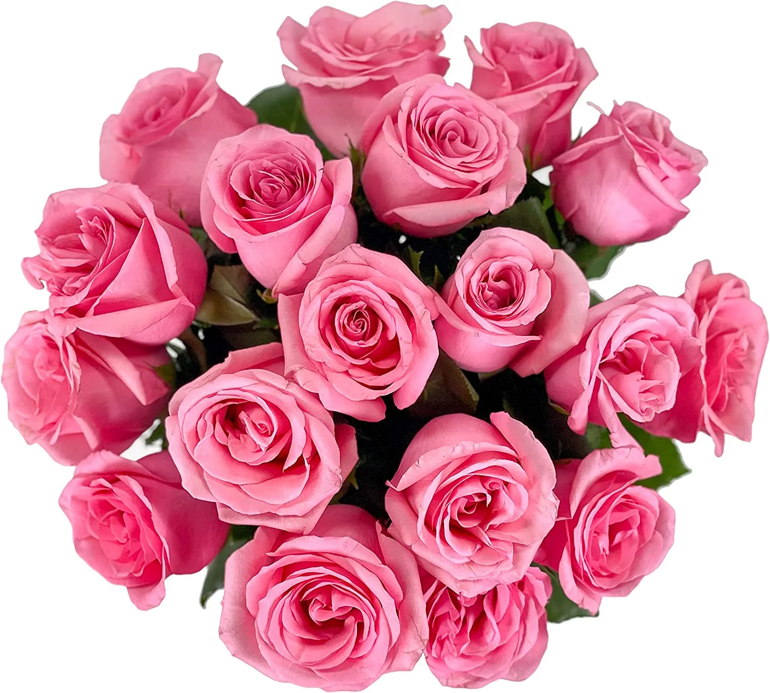 Arabella Farm Direct Bouquet of 18 Fresh Cut Pink Roses with a Free Glass Vase