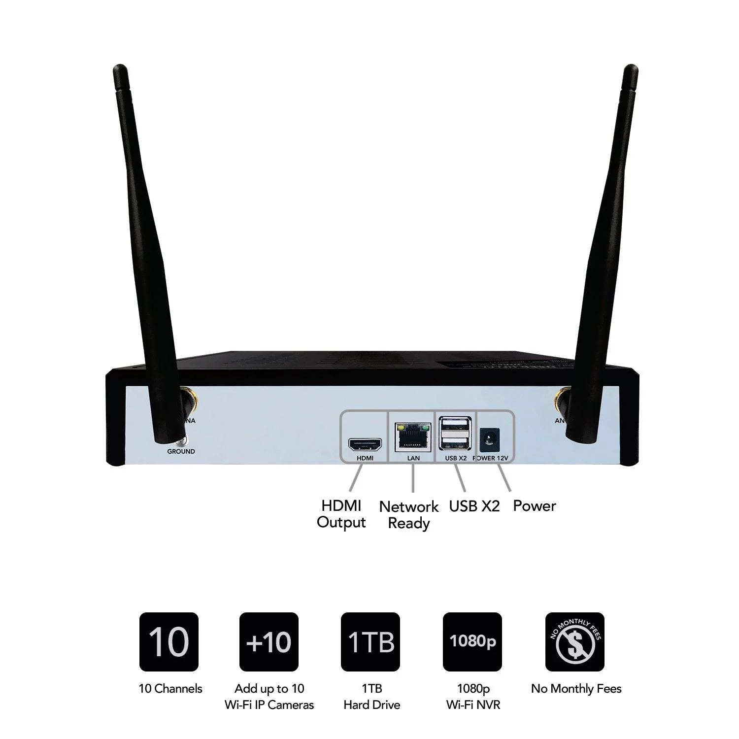 Night Owl CL-2WNP1-4L Expandable 10 Channel Wi-Fi NVR w/ (4) 1080p Wi-Fi IP Spotlight Cameras & 1TB Hard Drive