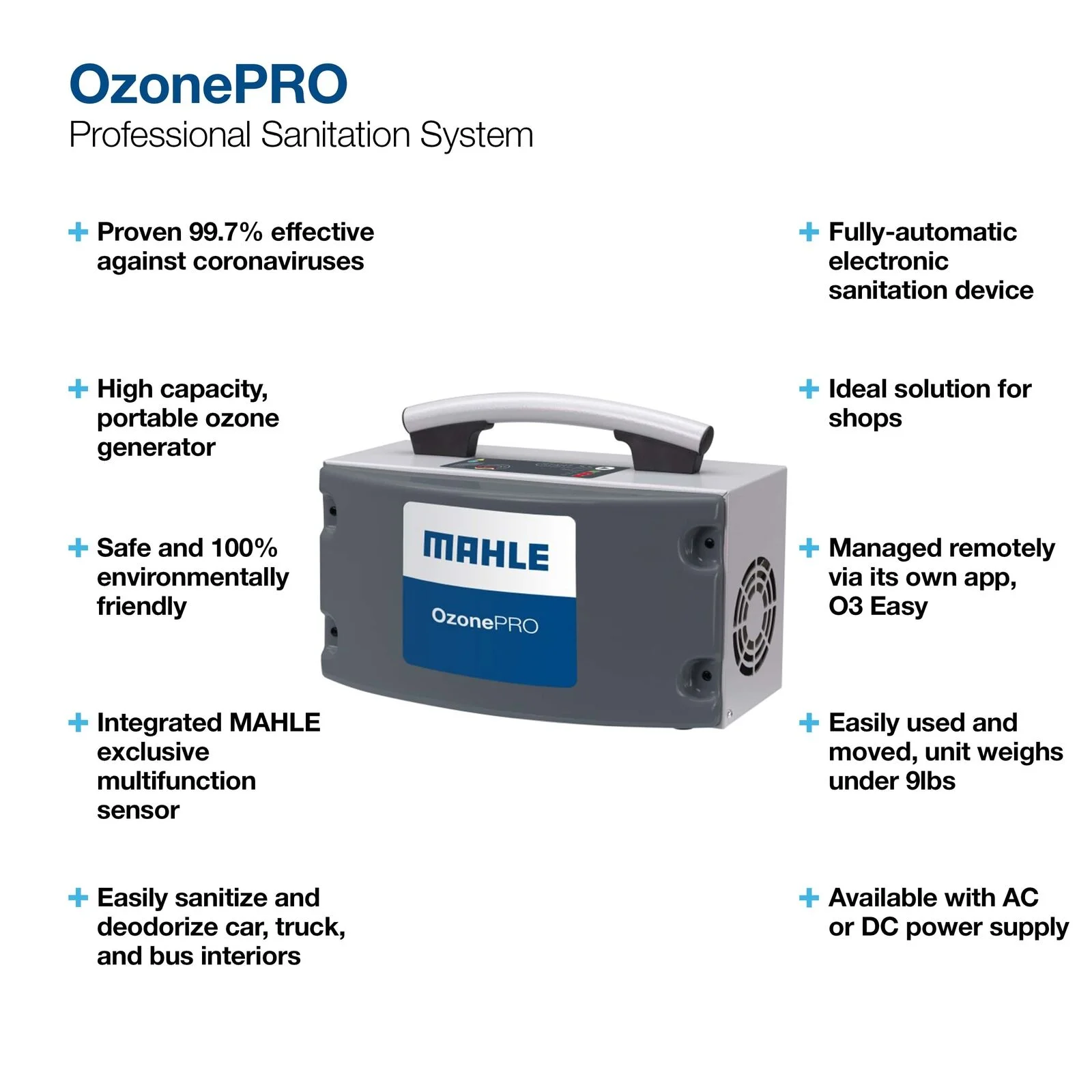 OzonePRO 4908000300 Professional Sanitation System - Fully Automatic, Enviromentaly Friendly,  Deodorize and Sanitize Cars, Trucks and Bus Interiors, Dedicated O3 Easy App for IOS and Android