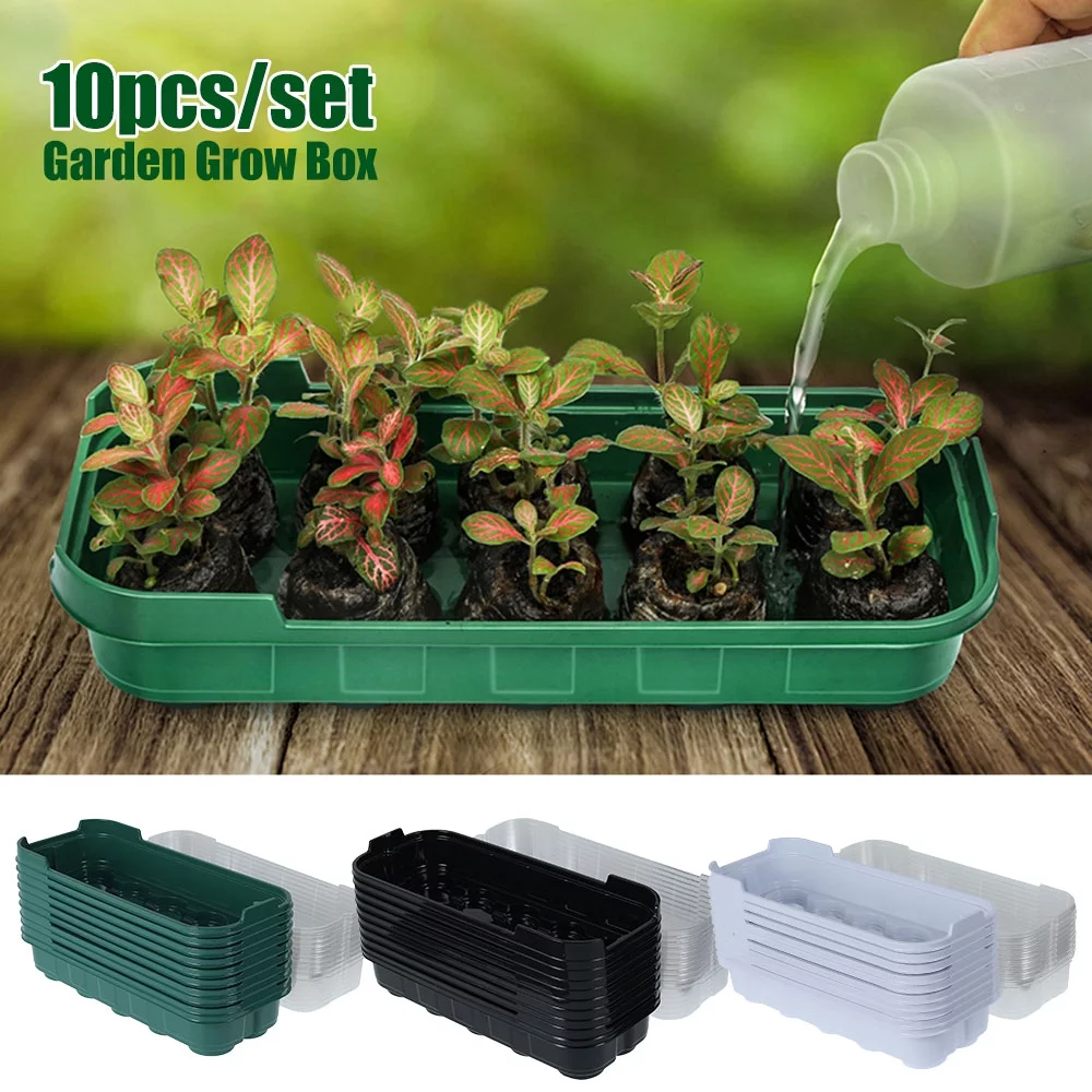 ZTOO 10 Cells Seedling Starter Tray Seed Germination Garden Flower Plant Pots Nursery Grow Box Plant Grow Seedling Germination Kit Nursery Pots Gardening Supplies