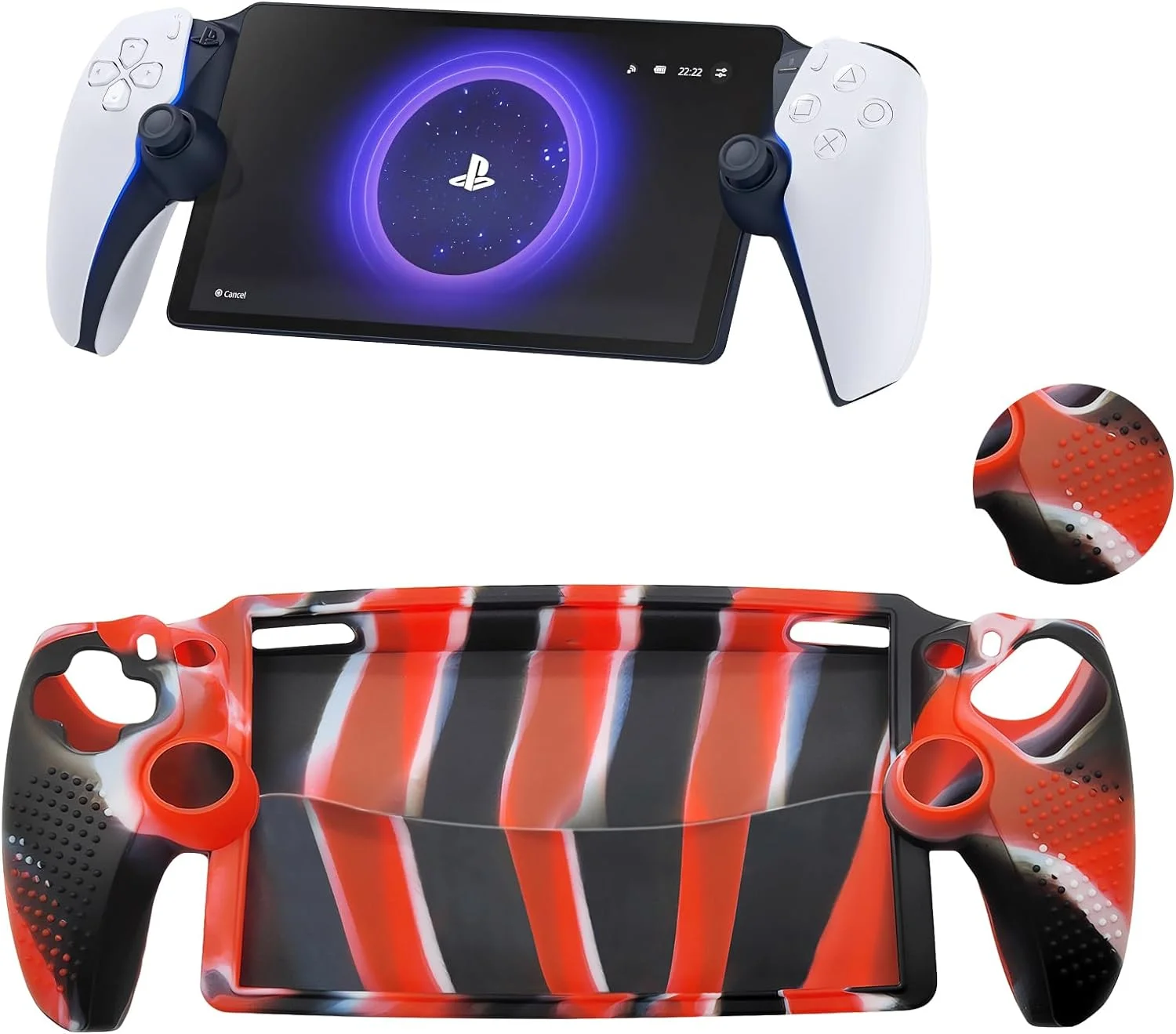 Microea for Sony Playstation Portal Case Silicone Non-Slip Anti-Fingerprint Scratch Shock-Absorption Soft Protective Skin Cover for Playstation Portal (Red)