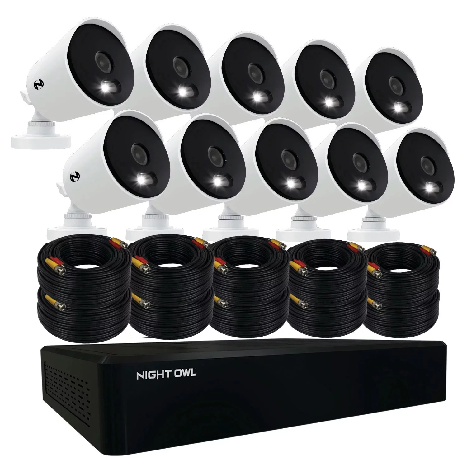 Night Owl CL-D8P12-210L Expandable 12 Channel Wired DVR with (10) 4K Ultra HD Wired Spotlight Cameras and 2TB Hard Drive