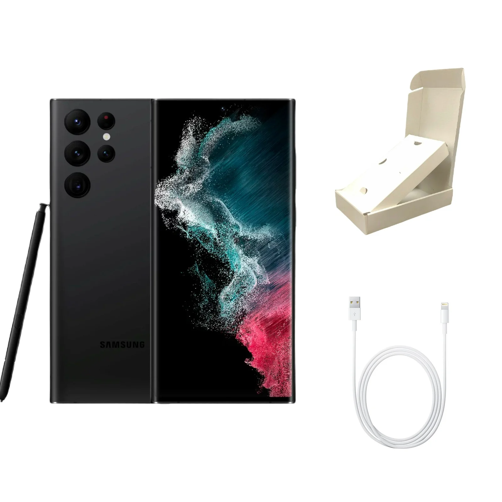 Restored Samsung Galaxy S22 Ultra 5G S908U (T-Mobile Only) 128GB Phantom Black (Grade A) w/ Gift Box (Refurbished)