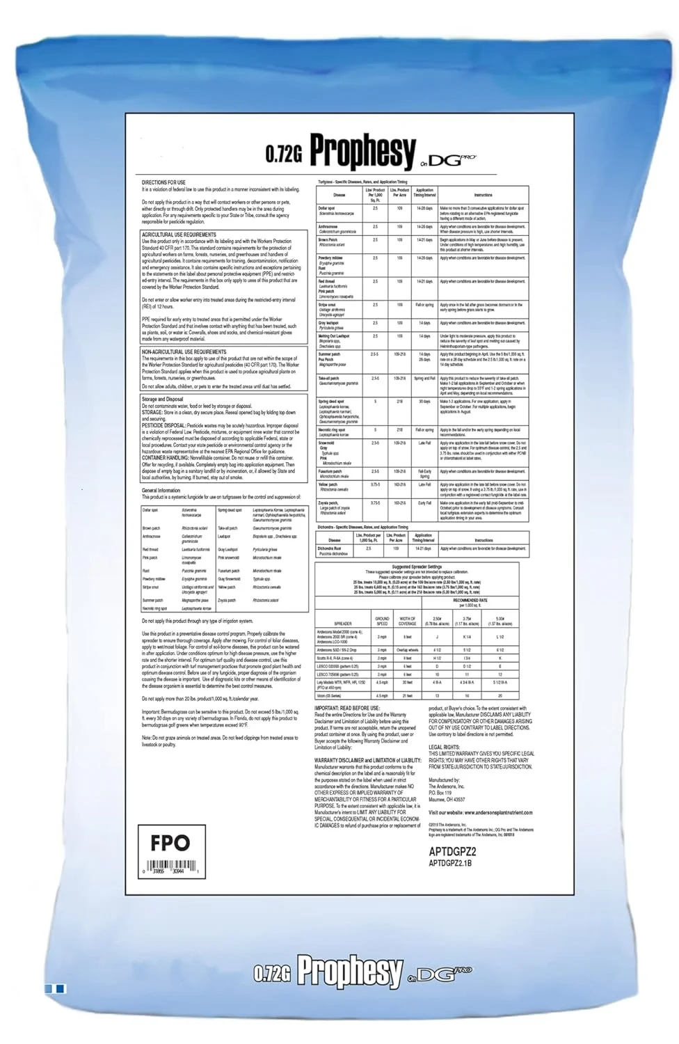 Prophesy Propiconazole Broad Spectrum Fungicide on DG Pro, 25lbs (up to 10,000 sq ft.)