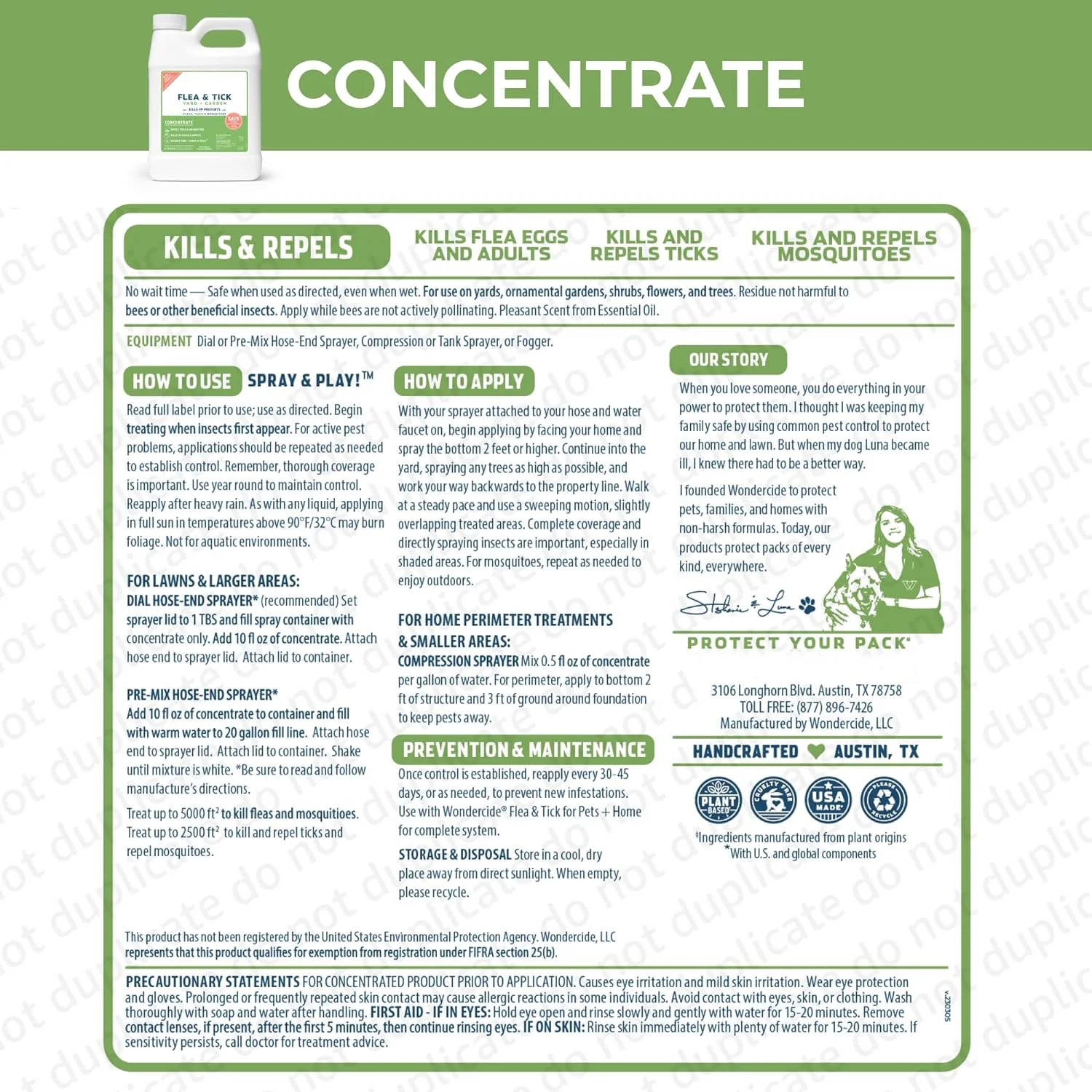 Flea, Tick, and Mosquito Yard Spray Refill Starter Kit - Powered by Natural Essential Oils – Insect Killer and Repellent - Lawn Treatment - 32 oz Ready to Use and 16 oz Concentrate