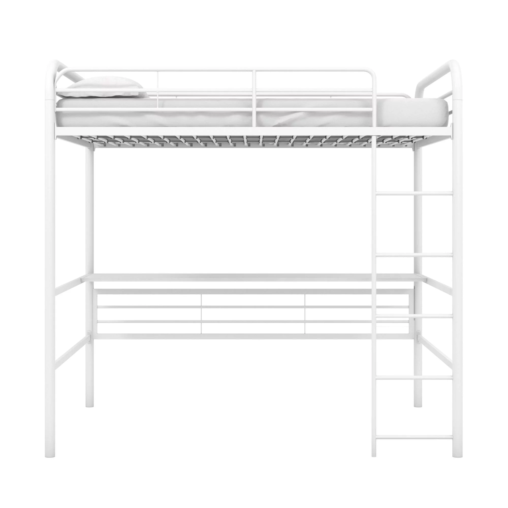DHP Shawn Full Metal Loft Bed with Desk, Off White/Off White