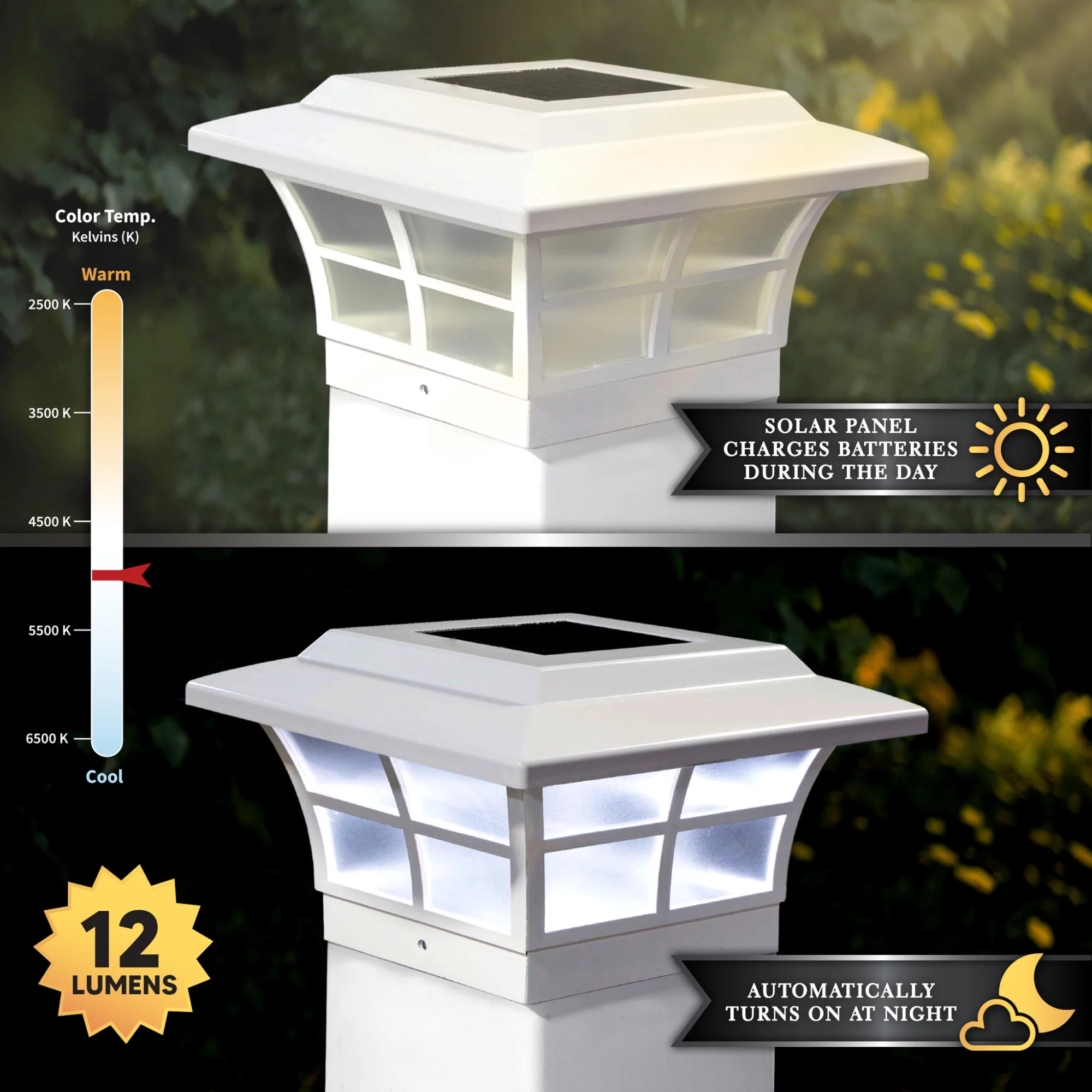 CLASSY CAPS 5x5 WHITE PVC PRESTIGE SOLAR POST CAP SET OF 2