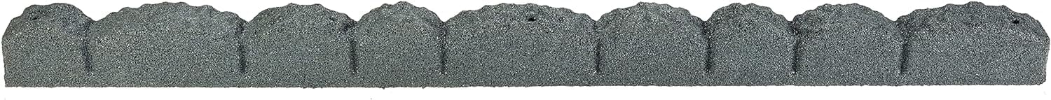 Rubberific 4' Rubber Cobblestone Flexible No Dig Landscape Mulch Border Edging with Anchoring Spikes for Lawns, Gardens, and Flower Beds (Gray)