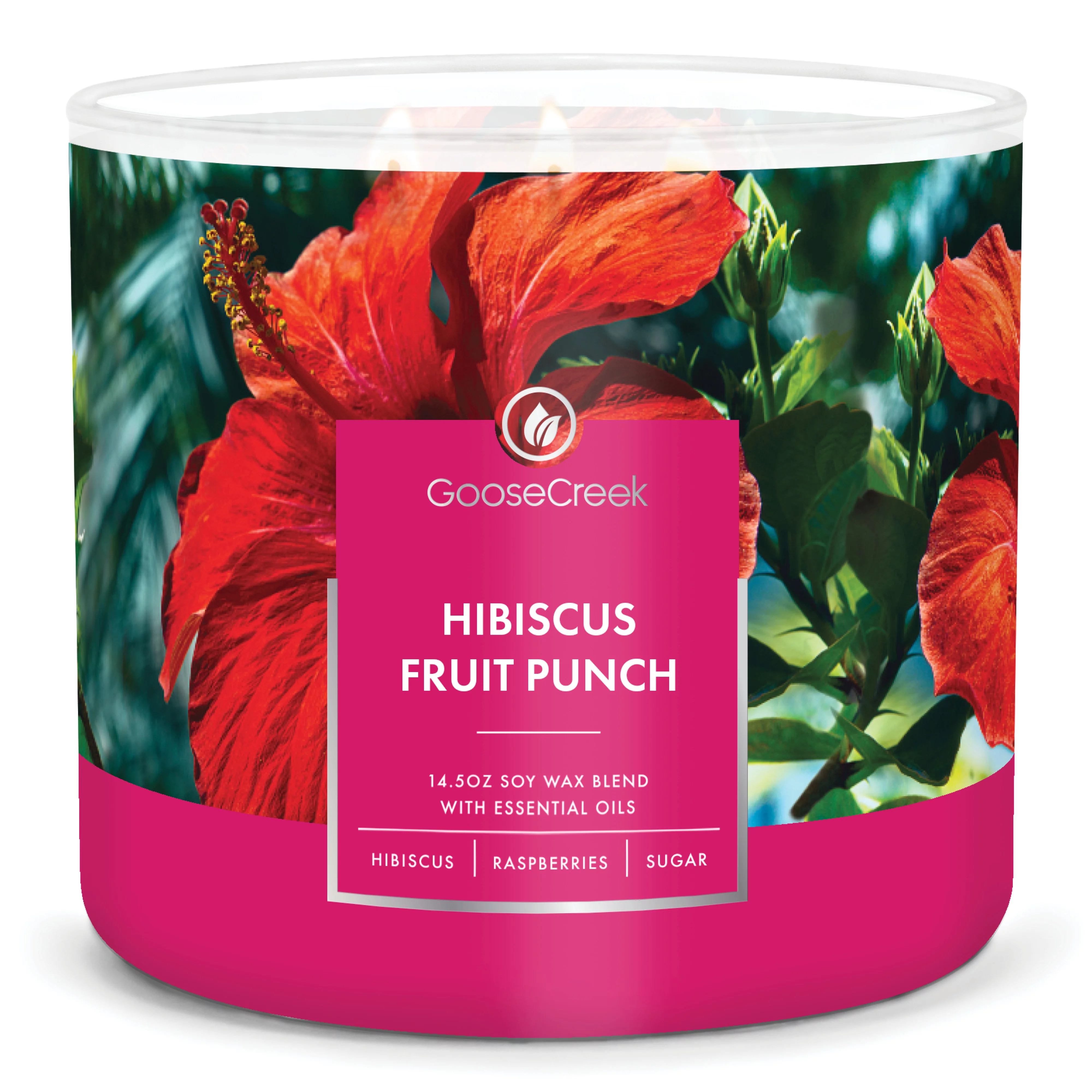 Goose Creek, Hibiscus Fruit Punch Scented 3 Wick Jar Candle, 14.5oz, 45 Hr, Fruity