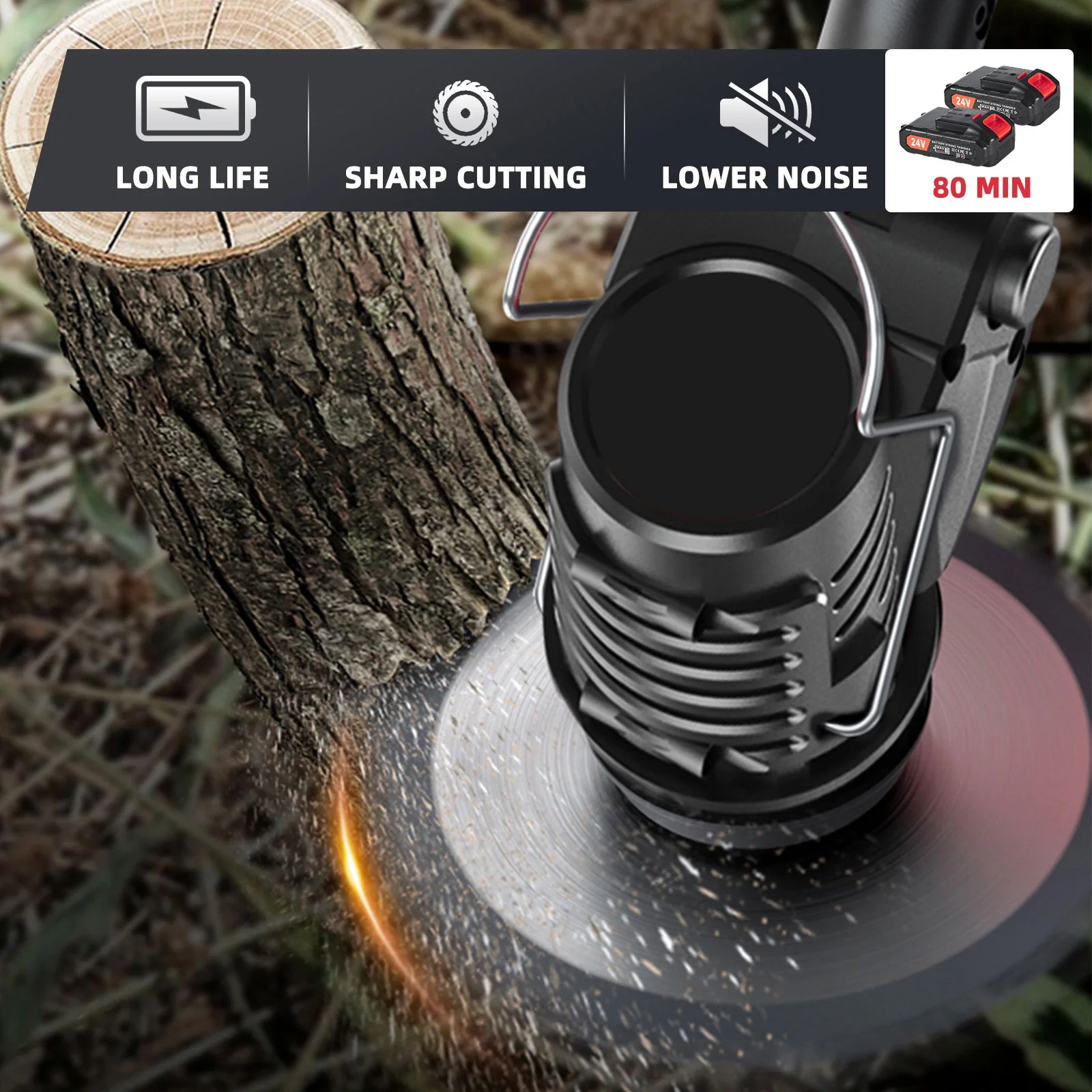 JLLOM Electric Weed Wacker Battery Powered,Cordless String Trimmer Edger with Wheels,Electric Weed Eater Cutter Lawn Mower Edger Tool,Adjustable Handle,3 Function Blades Cutter for Yard and Garden