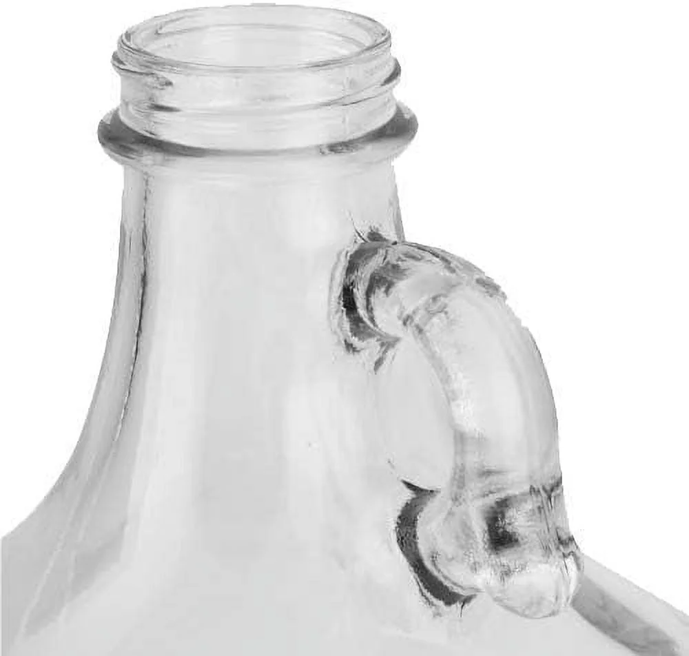 1 Gallon (128 oz) Clear Glass Jug With 38mm Black Polyseal Lid & Cap | Pack of 6