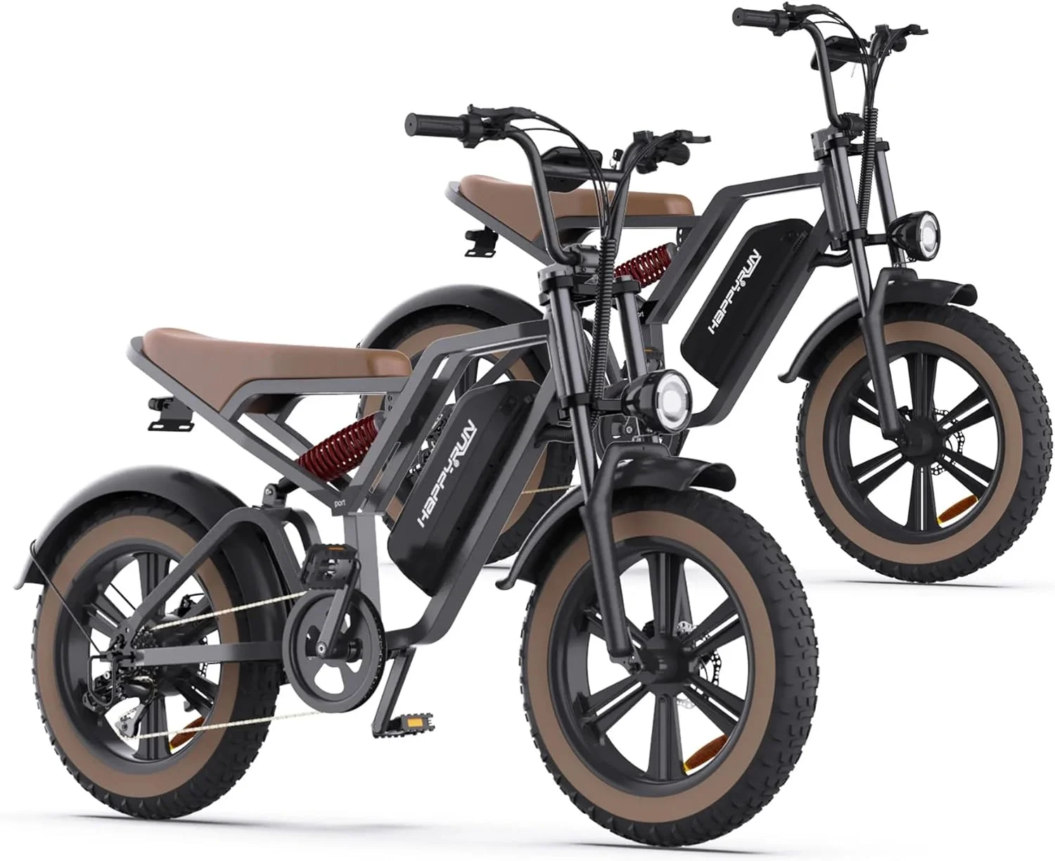 HAPPYRUN 750W Moped Style Electric Bike | Adult eBikes - 48V 18Ah Battery | 60+ Mile(G60*2)