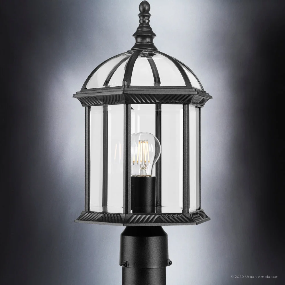 Luxury Transitional Post Light, 18.125H x 9.75W, with Traditional Style, Midnight Black, UHP1379 by Urban Ambiance