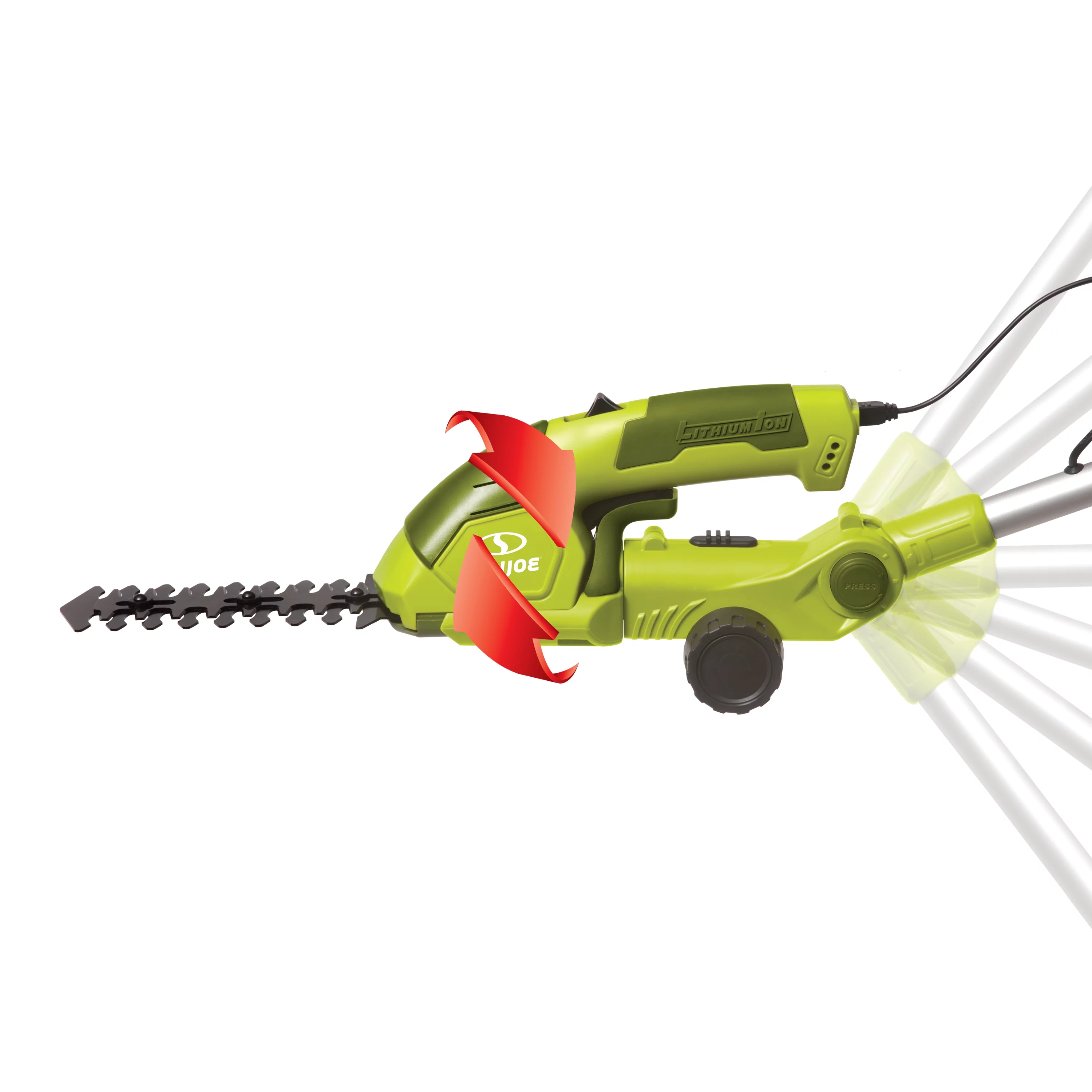 Sun Joe 2-in-1 Cordless Telescoping Grass Shear + Hedge Trimmer, 7.2-Volt