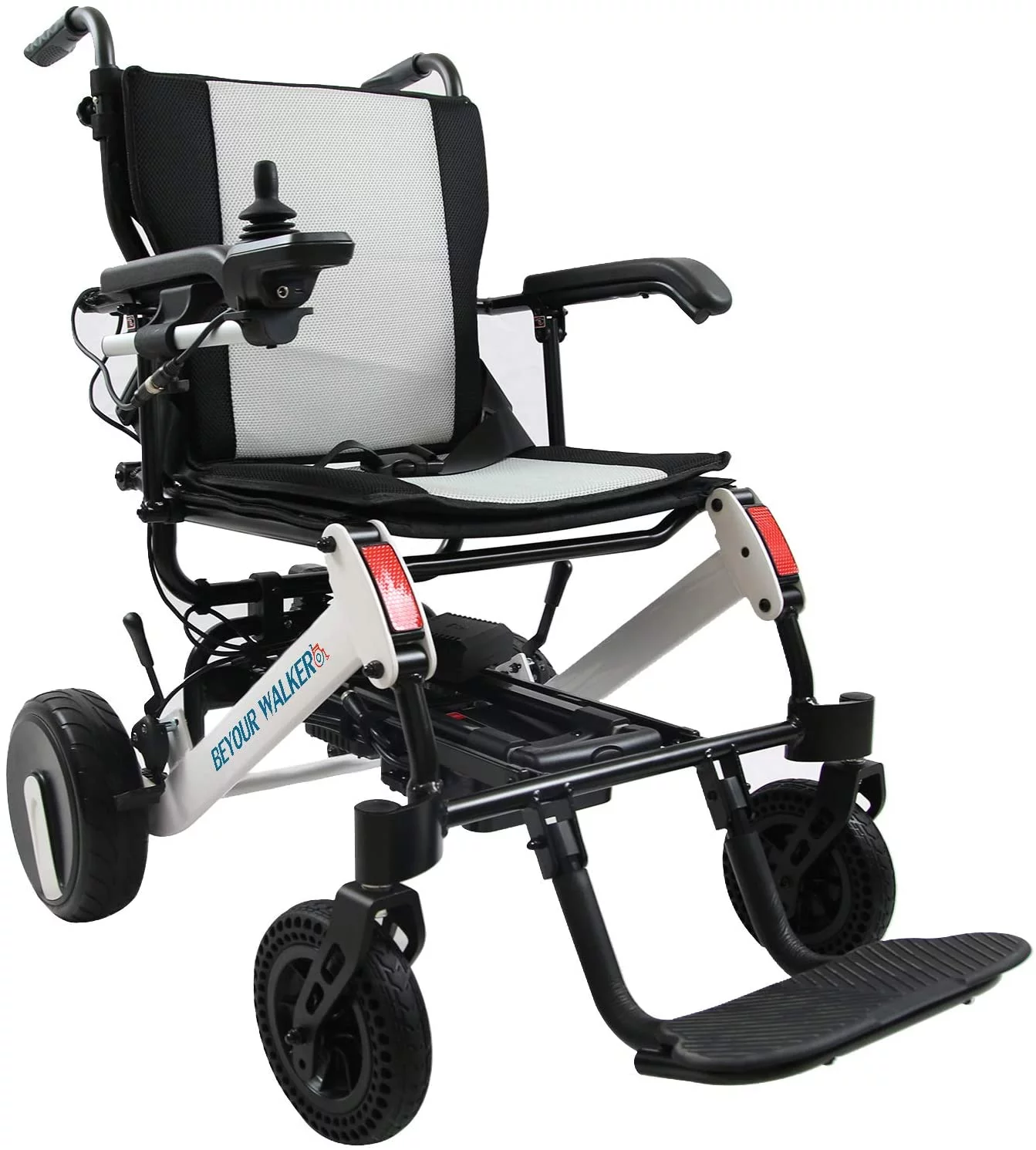 BEYOUR WALKER Newest Style Electric Wheelchair, Lightweight Compact Foldable Power Mobility Aid Power Chair with Handle for Travel Outdoor Home