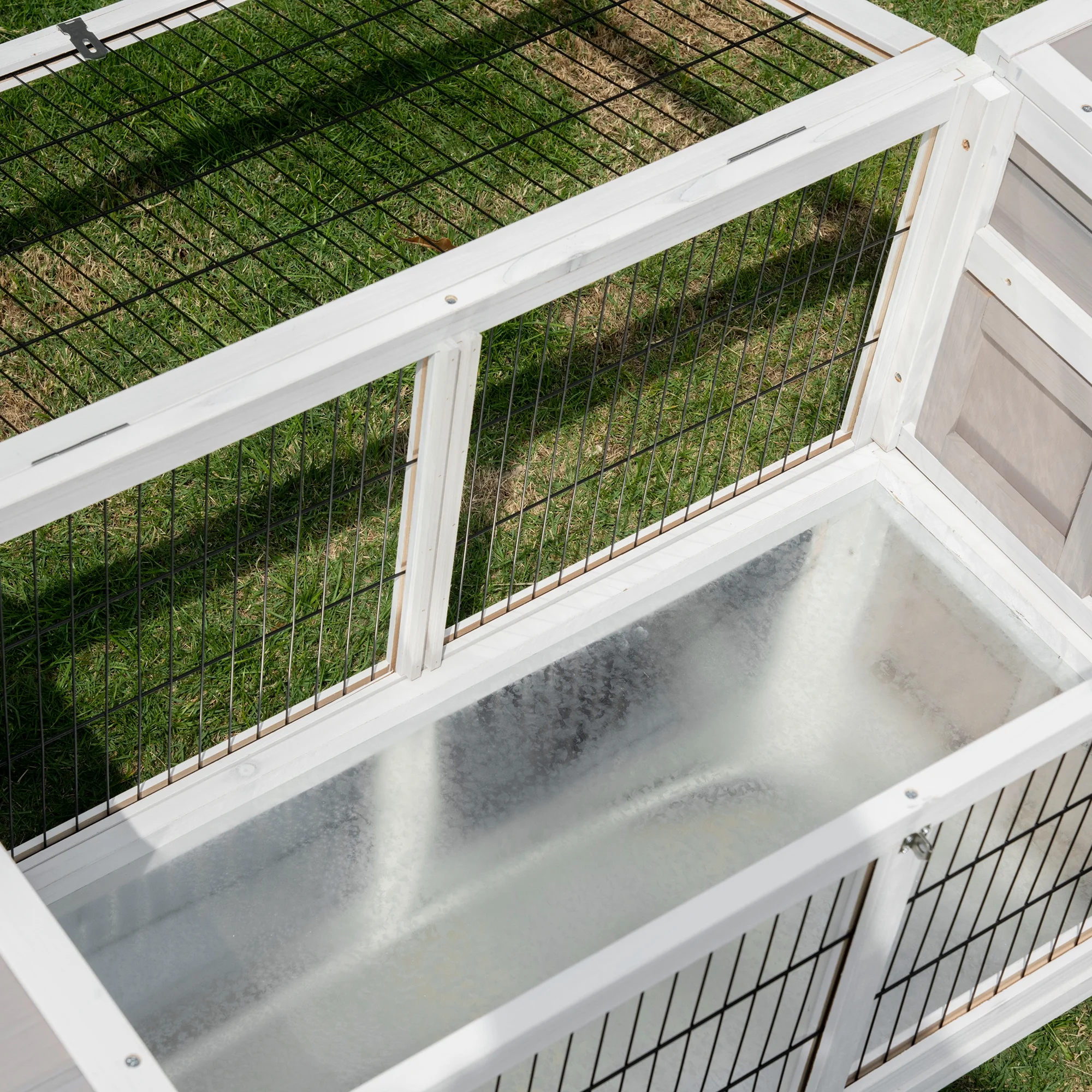 PawHut Rabbit Hutch, Bunny Cage, Guinea Pig House, White