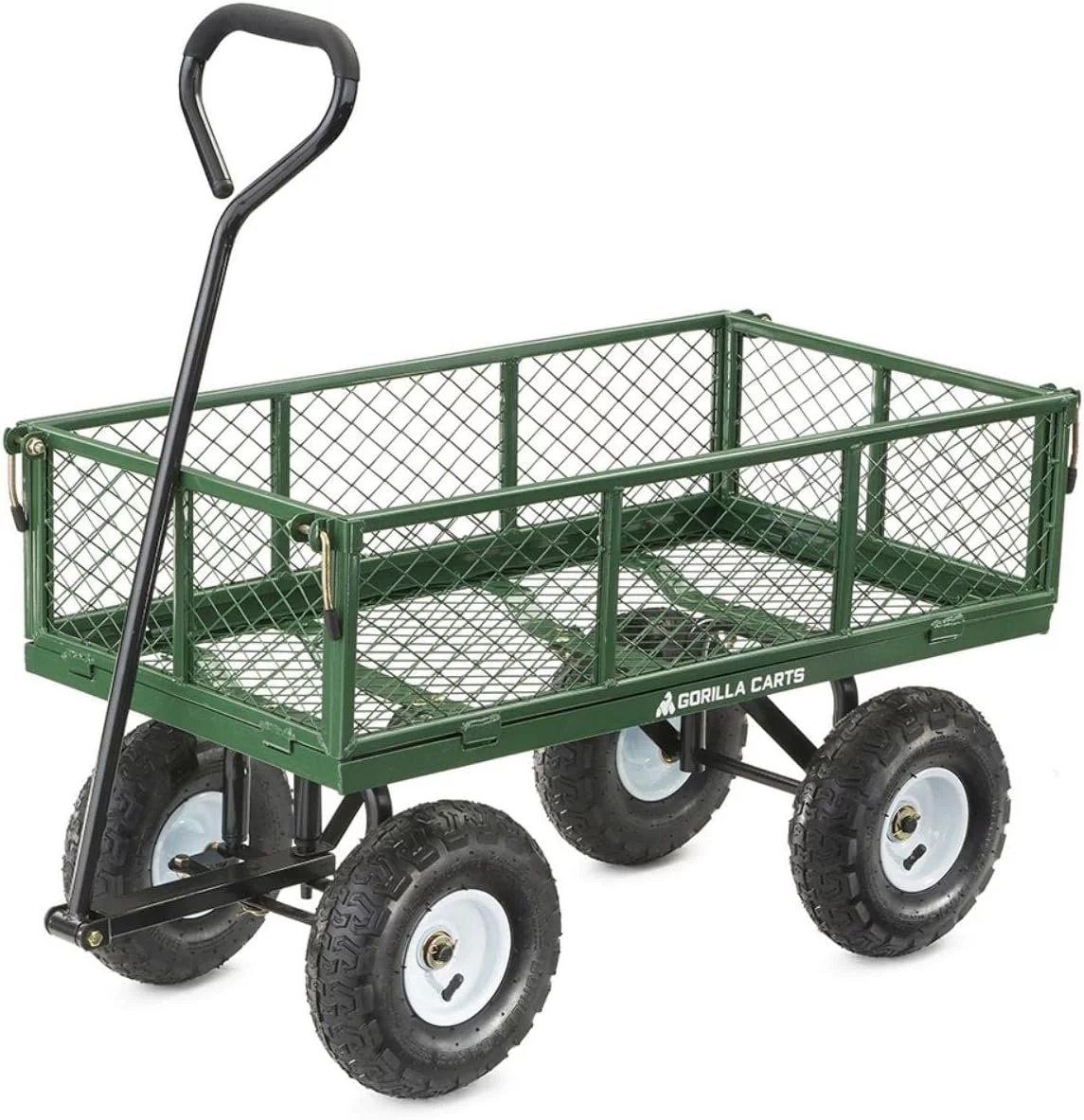 Gorilla Carts GOR400-COM Steel Garden Cart with Removable Sides, 400-lbs. Capacity, Green