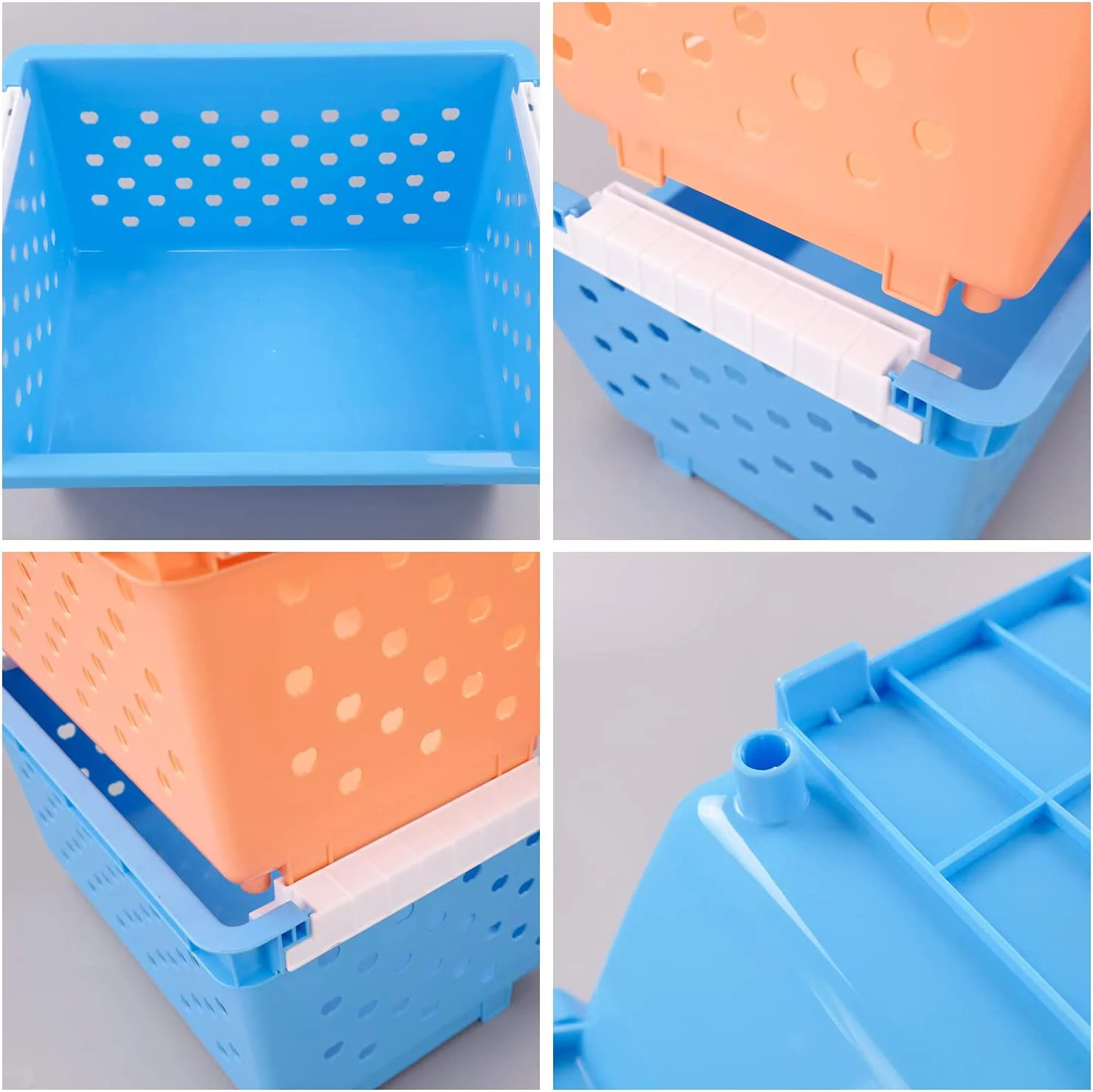 4-Pack Large Stackable Storage Bins, Colored Plastic Stacking Basket