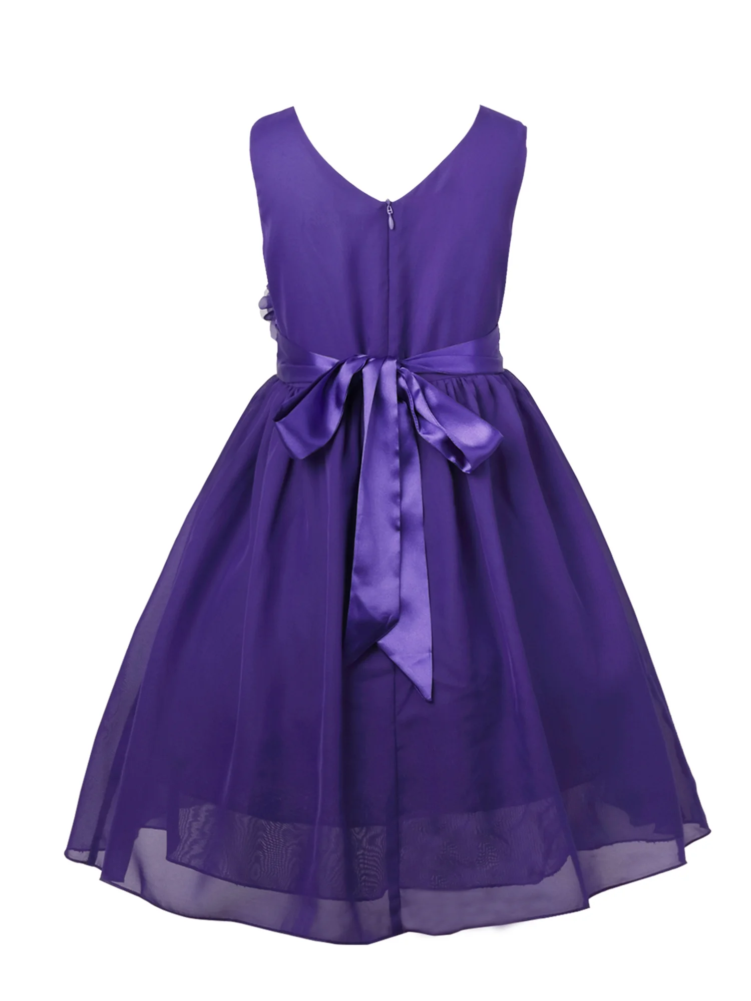 Eandarui Girls Toddler Kids Flower Chiffon Pleated Bridesmaid Wedding Pageant Party Dress Purple 14