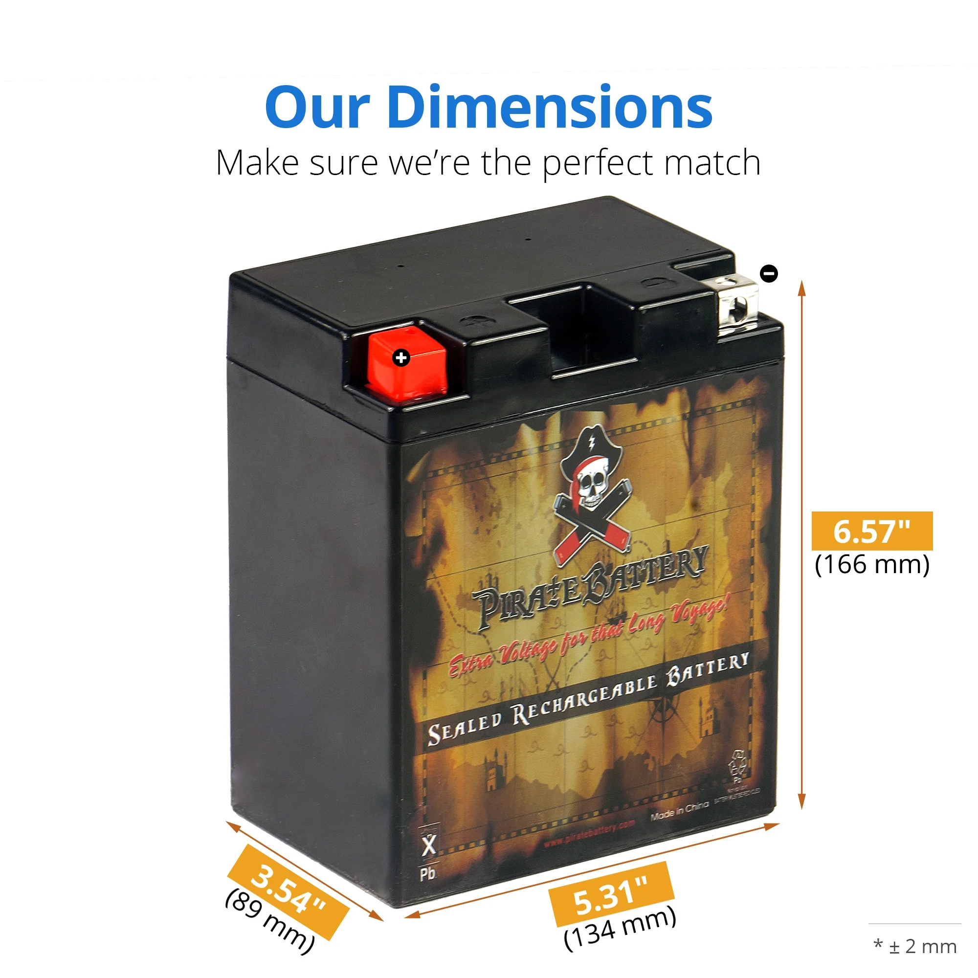 Pirate Battery YTX14AH-BS (14AH-BS 12 Volt,12 Ah, 210 CCA) Atv Battery for Polaris 250cc 2005