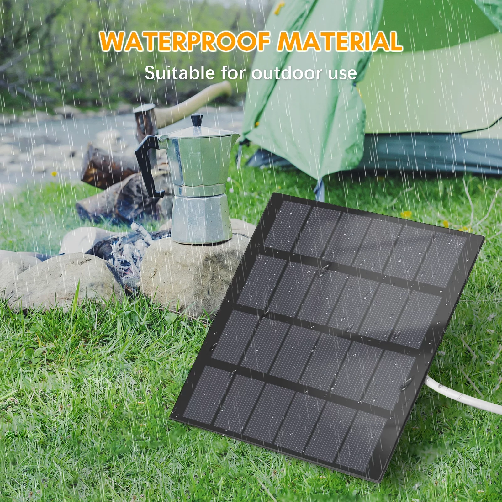 1.5W Portable Solar Waterproof Solar Panel for Camping with USB Interface for Charging Mobile Phones  Banks Fans