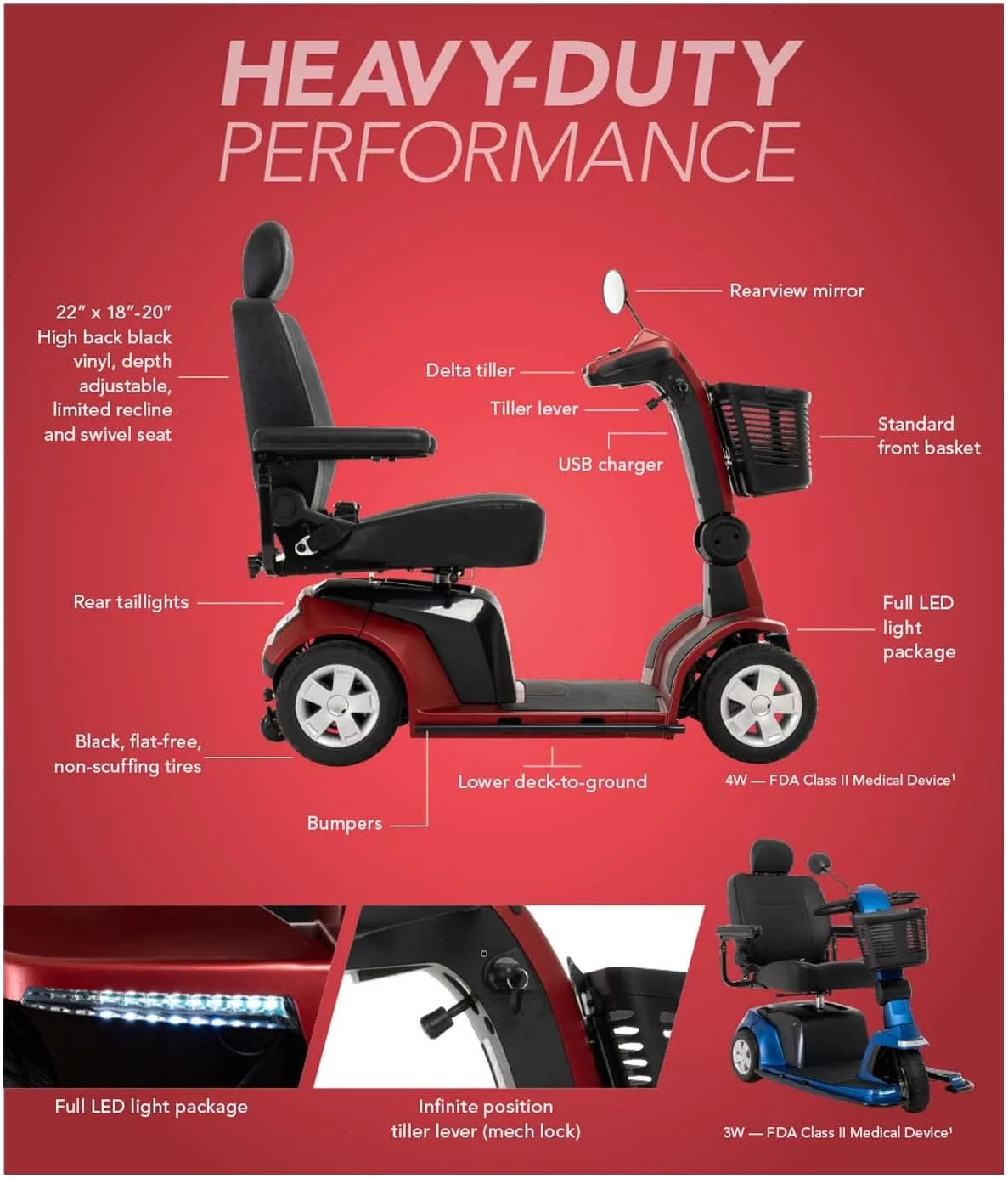 Pride Mobility Maxima 4 Wheel SC941 Mobility Scooter, Ocean Blue