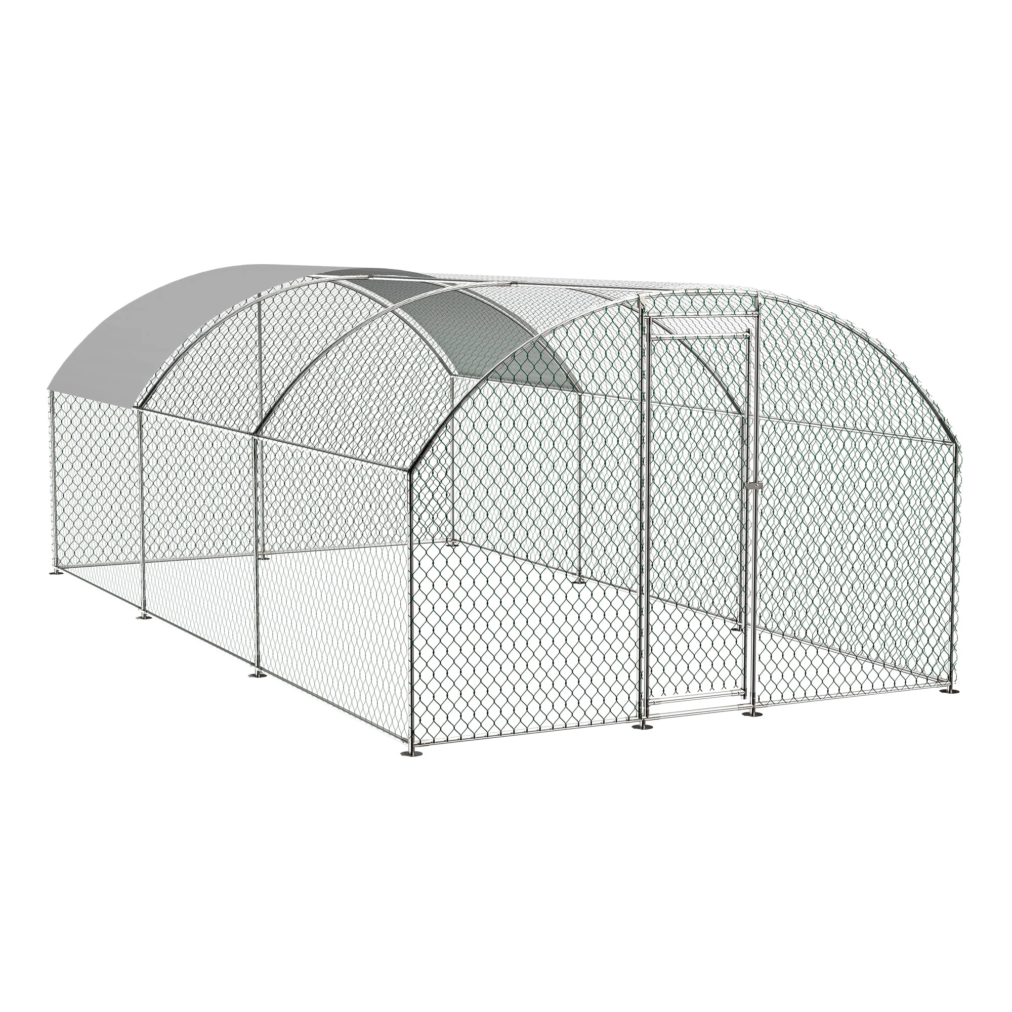 Large Chicken Coop Metal Chicken Run with Waterproof and Anti-UV Cover, Dome Shaped Walk-in Fence Cage Hen House for Outdoor and Yard Farm Use, 1