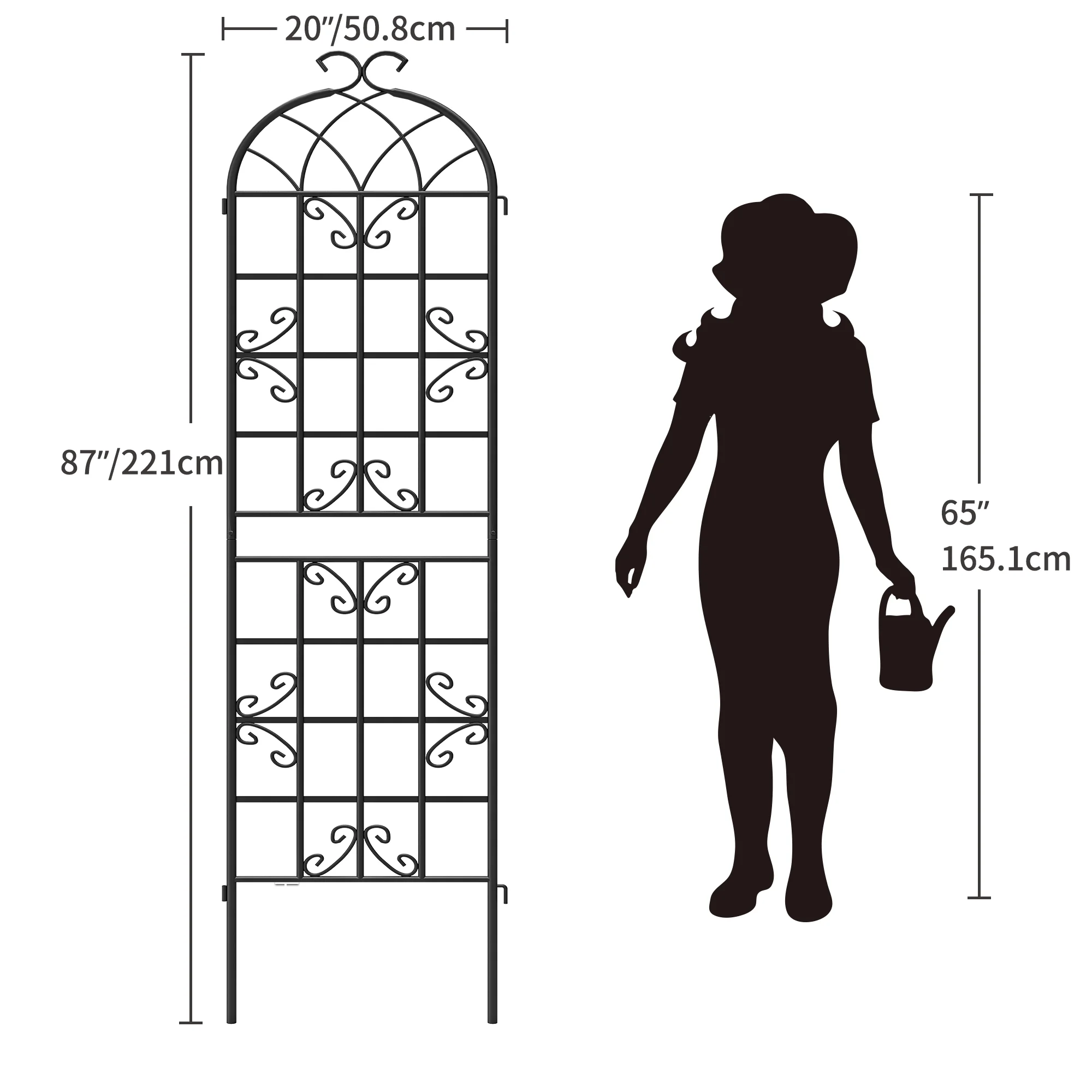 Dextrus Metal Decorative Garden Fencing 2 Pack Black Trellis for Climbing Plants Vegetables Flower Plant Trellis for Outdoor Patio-19.7×86.6 inches
