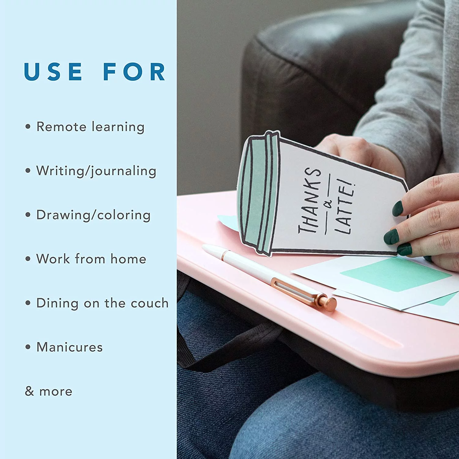 LAPGEAR Compact Lap Desk - Rose Quartz - Fits up to 15 Inch Laptops - Style No. 43104