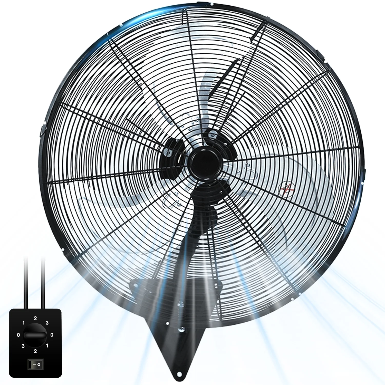 24” Wall Mount Fan 8000 CFM High Velocity Industrial Heavy Duty Fan with 3-Speed Oscillating Commercial Use for Warehouse, Garage, Factory, Black